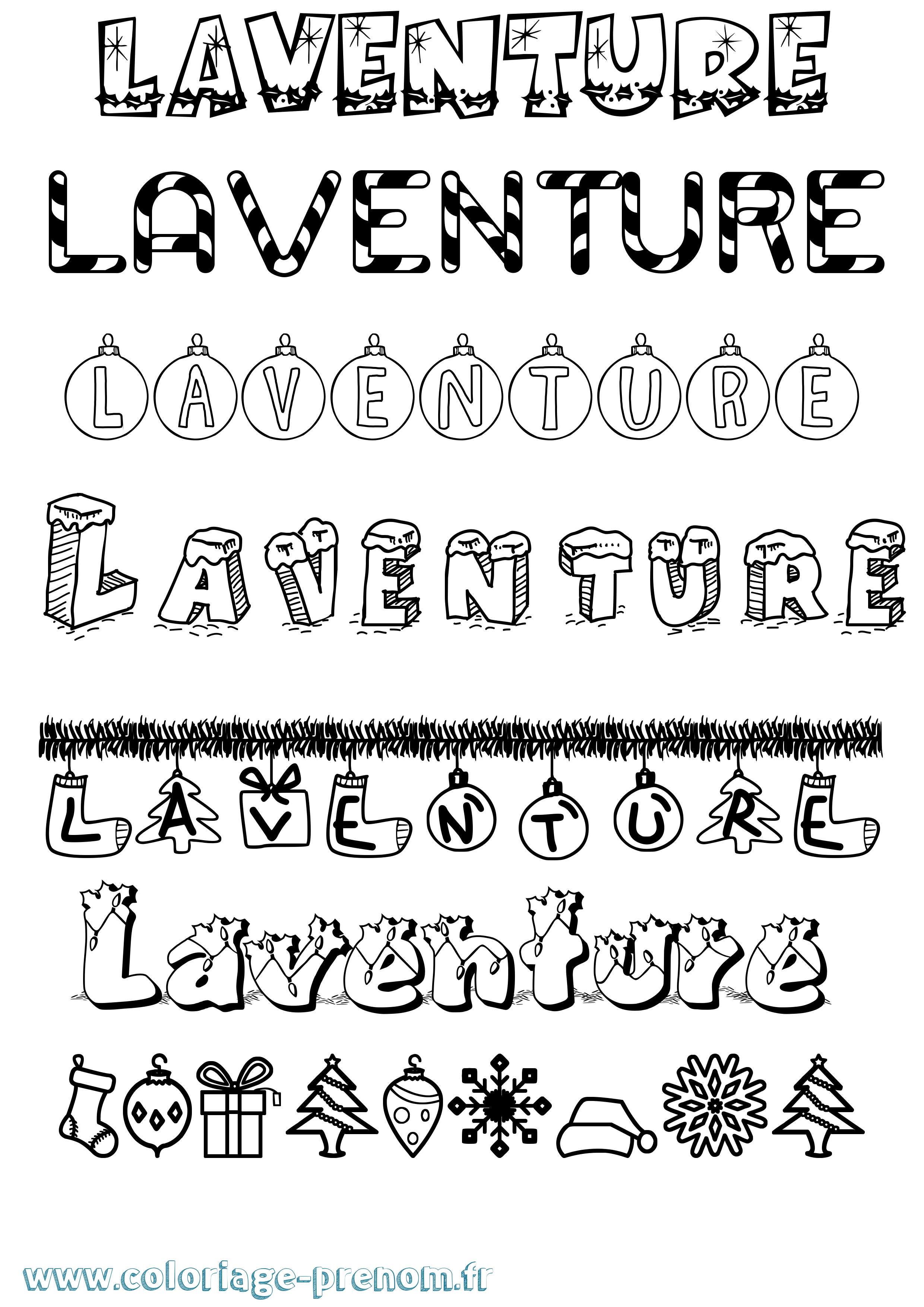 Coloriage Laventure Noël Coloriage prénom Laventure Noël