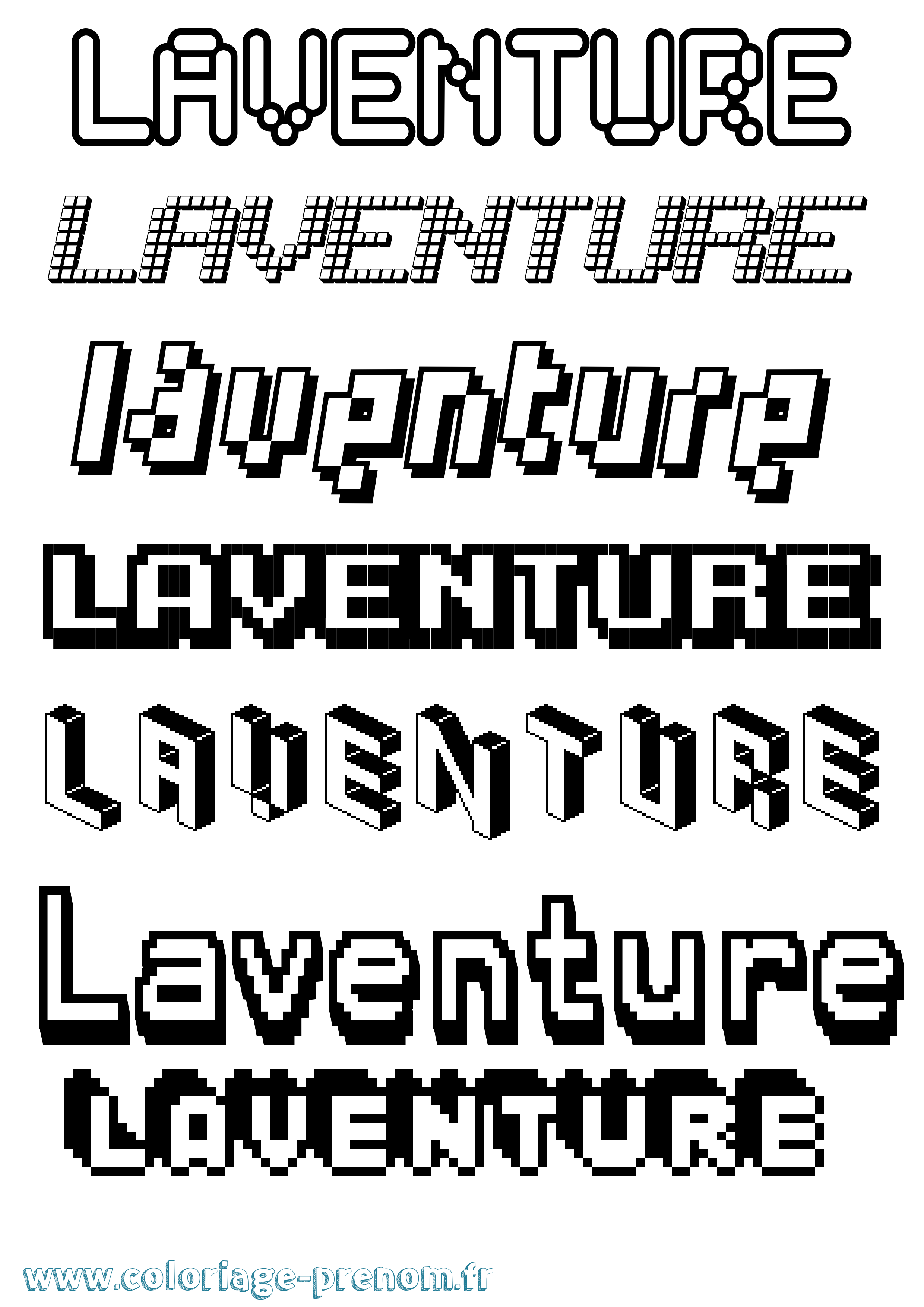 Coloriage Laventure Pixel Coloriage prénom Laventure Pixel