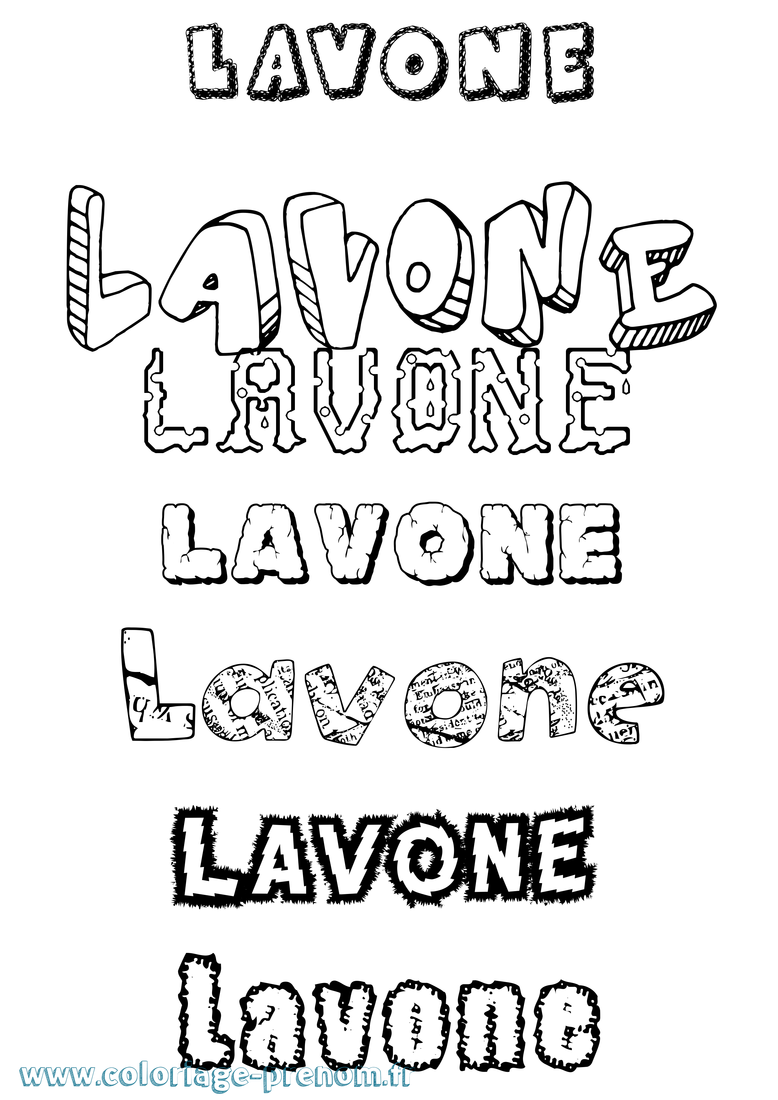 Coloriage Lavone Destructuré Coloriage prénom Lavone Destructuré