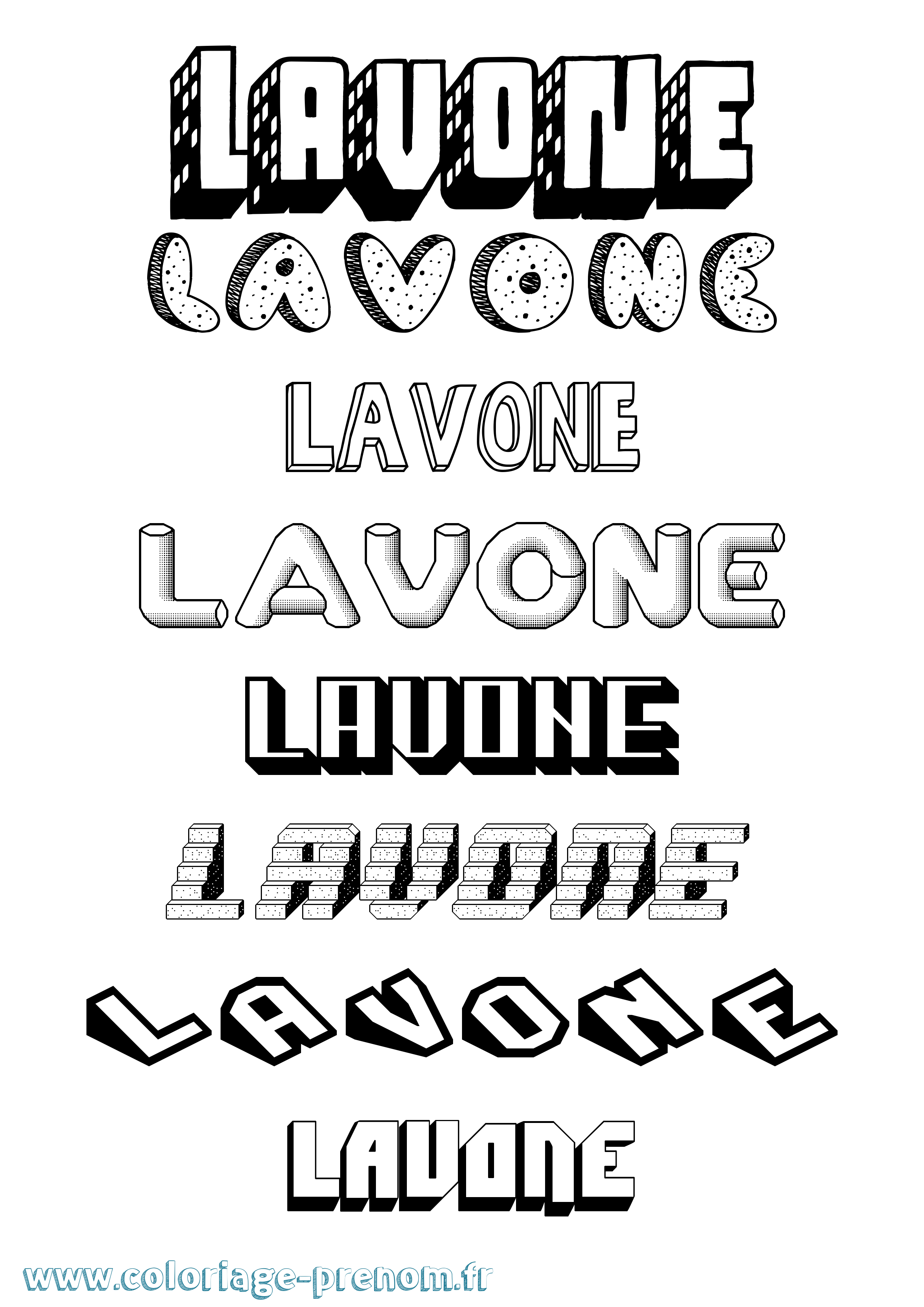 Coloriage Lavone Effet 3D Coloriage prénom Lavone Effet 3D