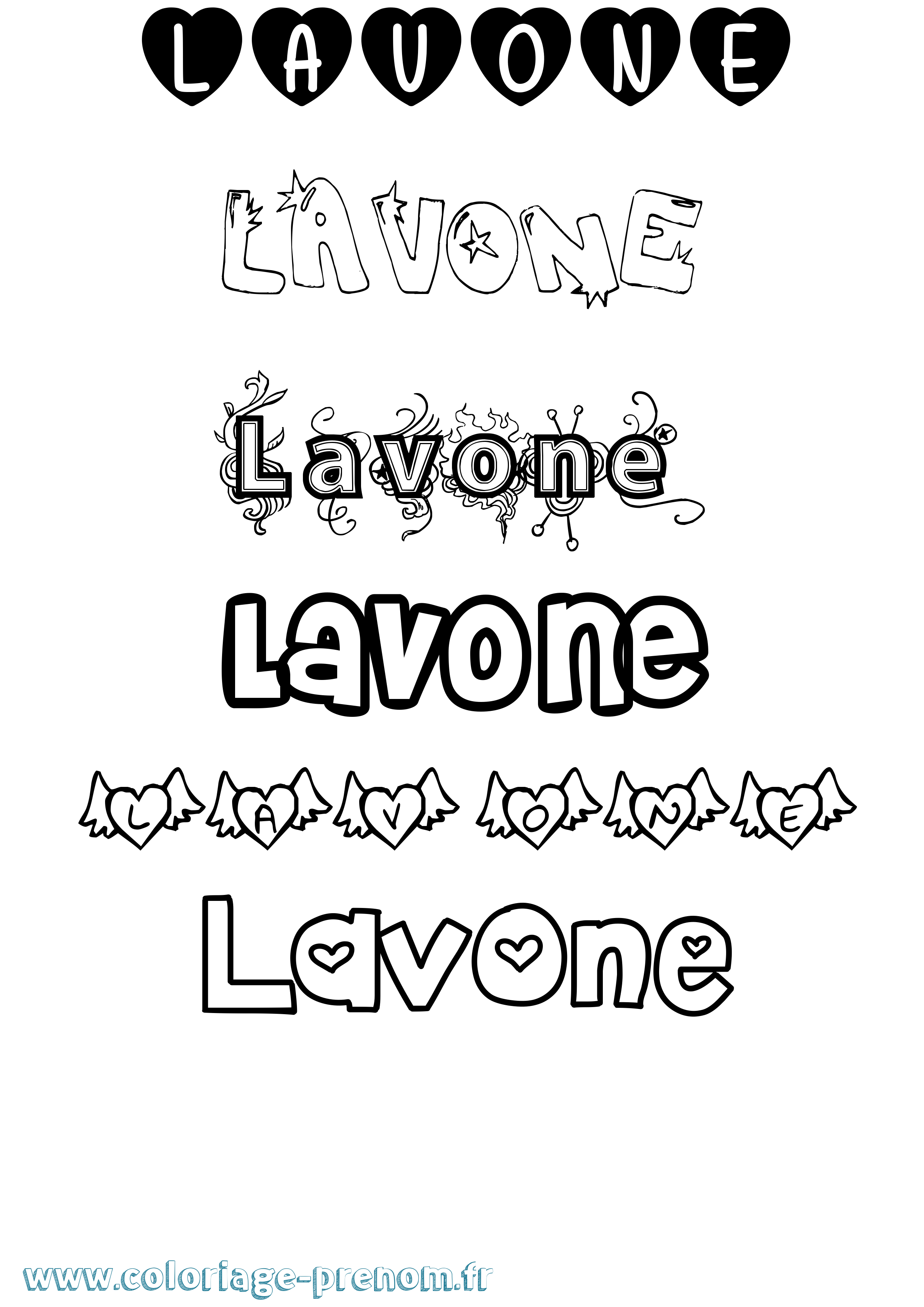 Coloriage Lavone Girly Coloriage prénom Lavone Girly