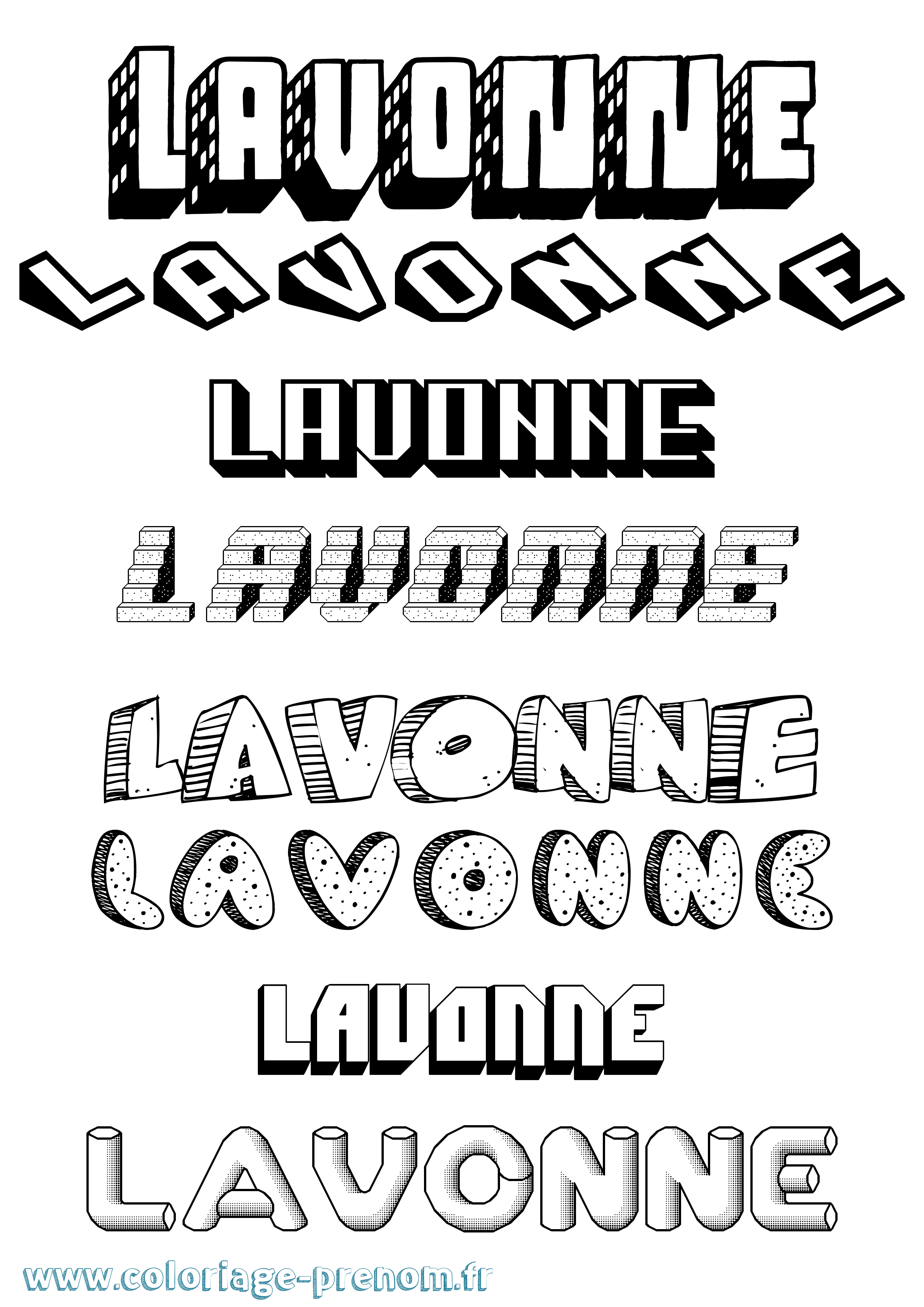 Coloriage Lavonne Effet 3D Coloriage prénom Lavonne Effet 3D
