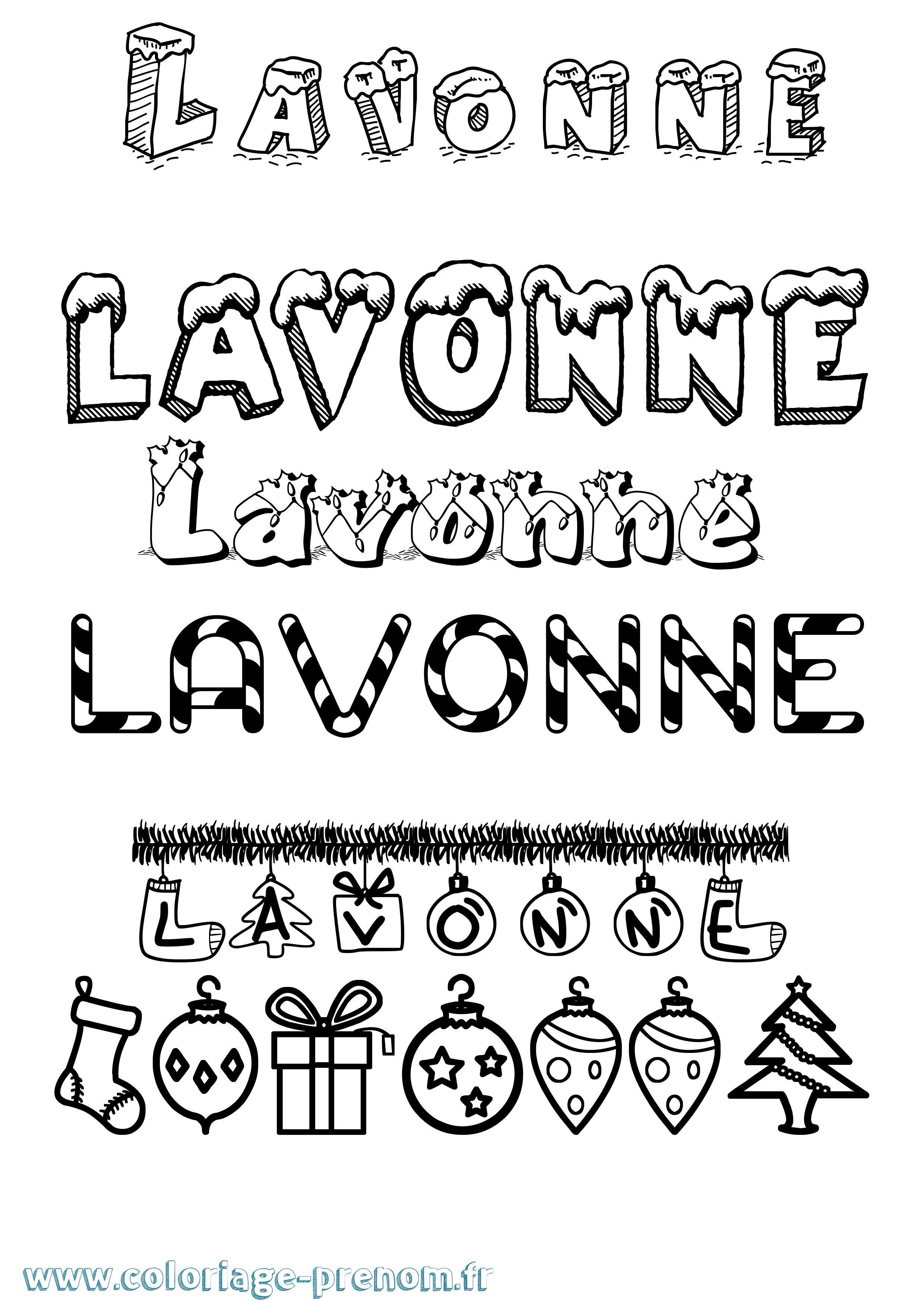 Coloriage Lavonne Noël Coloriage prénom Lavonne Noël