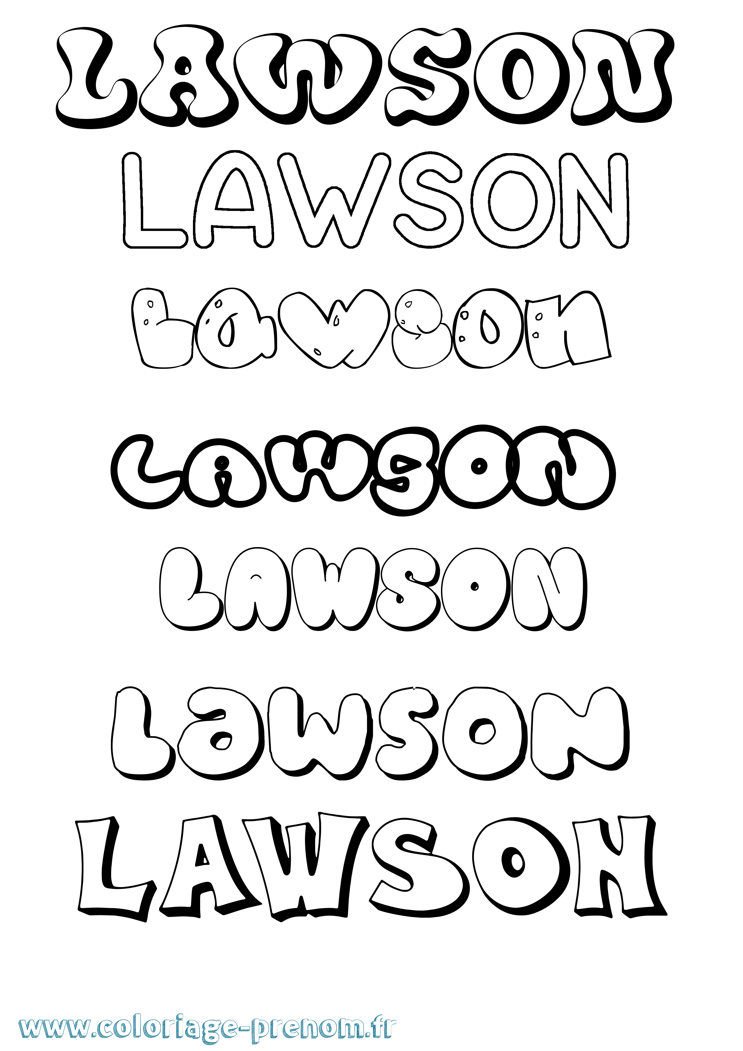 Coloriage Lawson Bubble Coloriage prénom Lawson Bubble