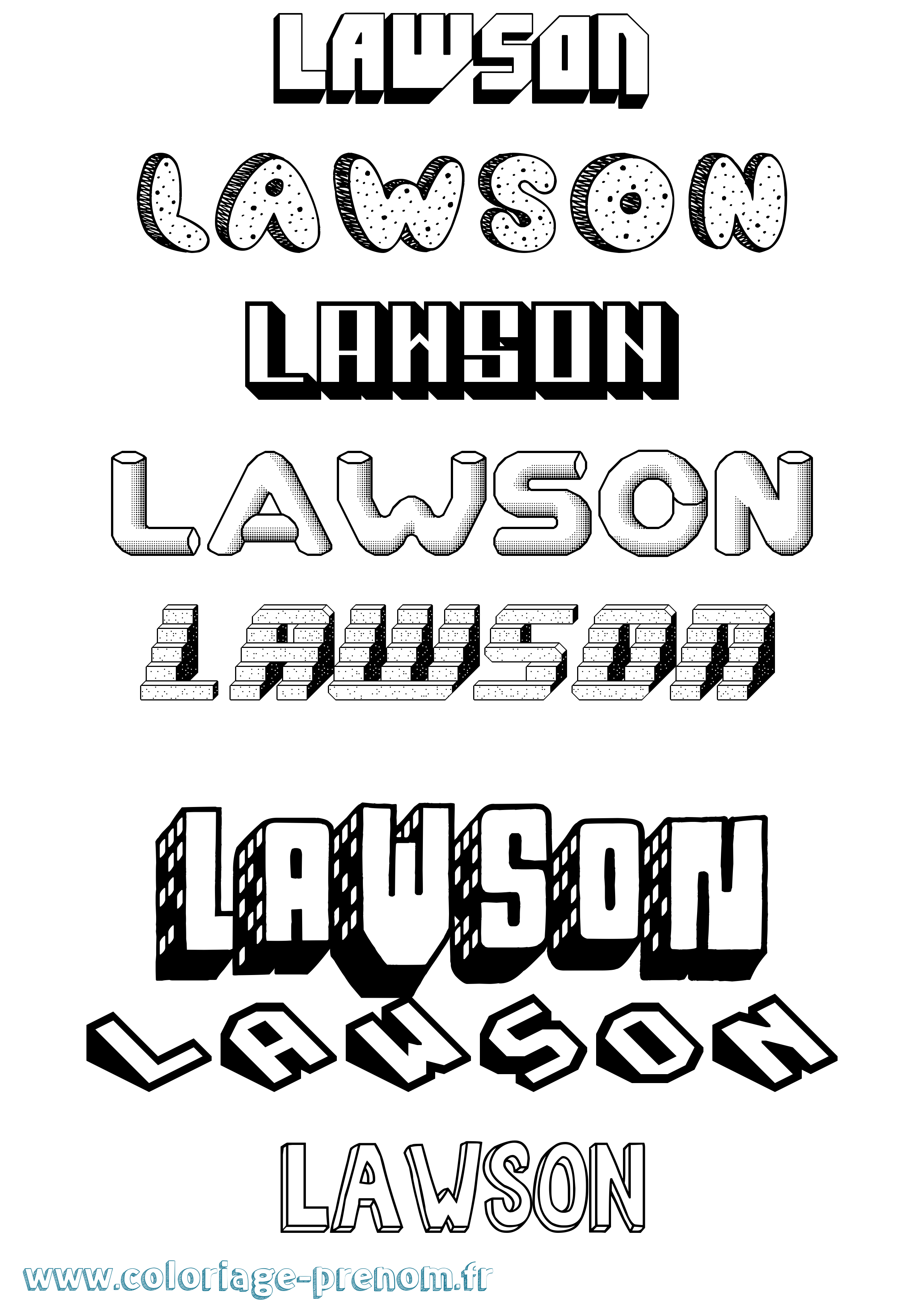 Coloriage Lawson Effet 3D Coloriage prénom Lawson Effet 3D