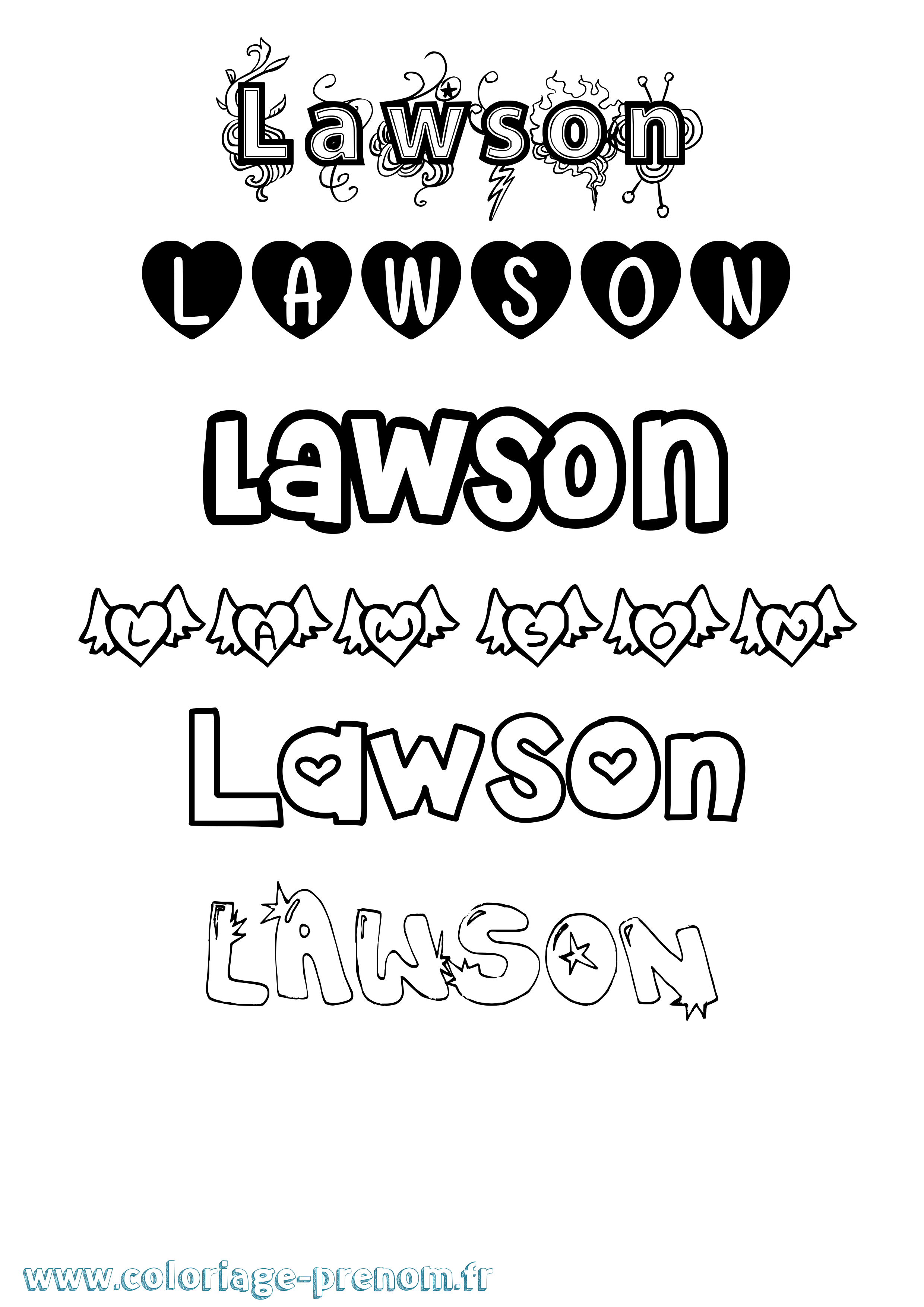 Coloriage Lawson Girly Coloriage prénom Lawson Girly