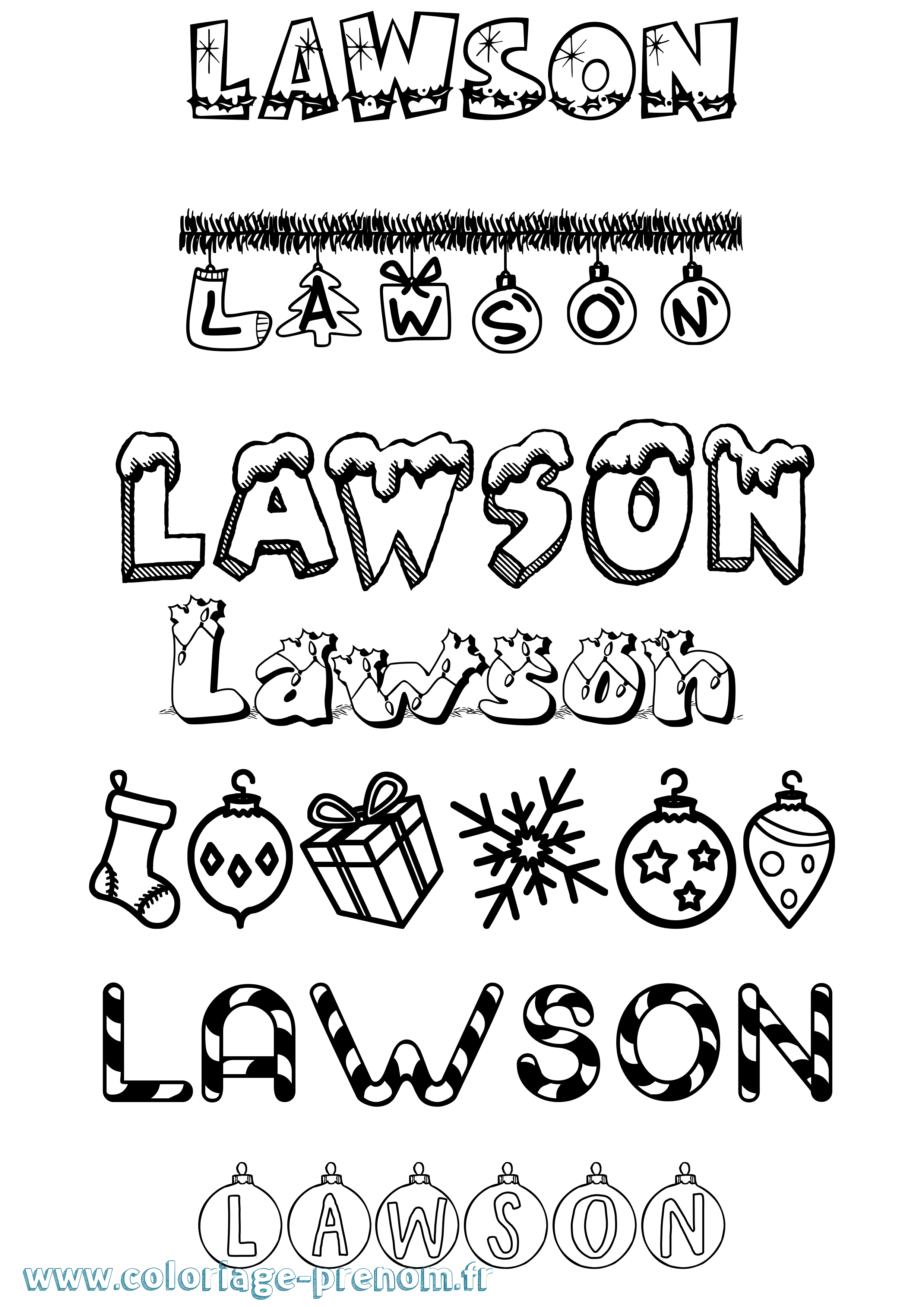 Coloriage Lawson Noël Coloriage prénom Lawson Noël