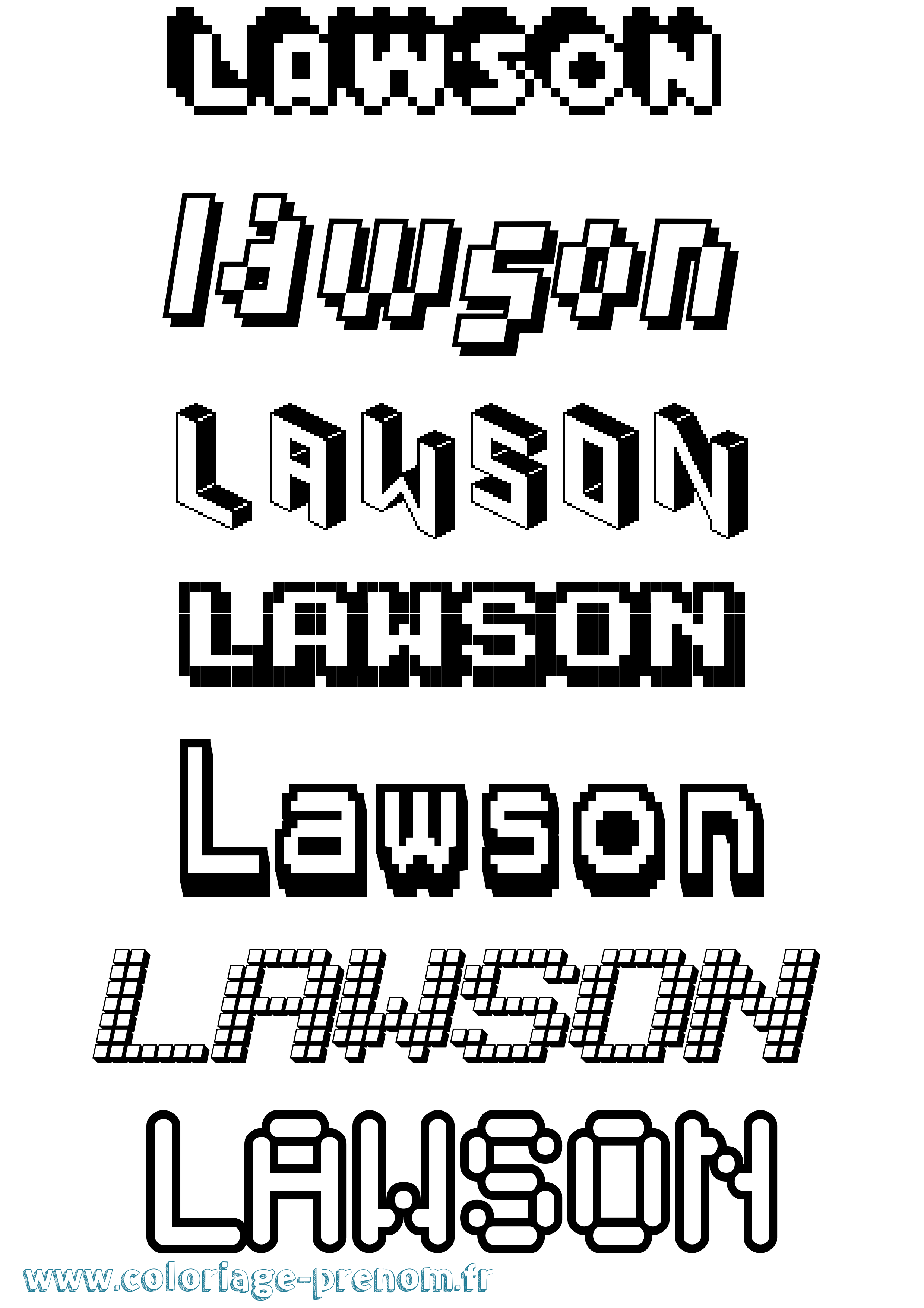 Coloriage Lawson Pixel Coloriage prénom Lawson Pixel