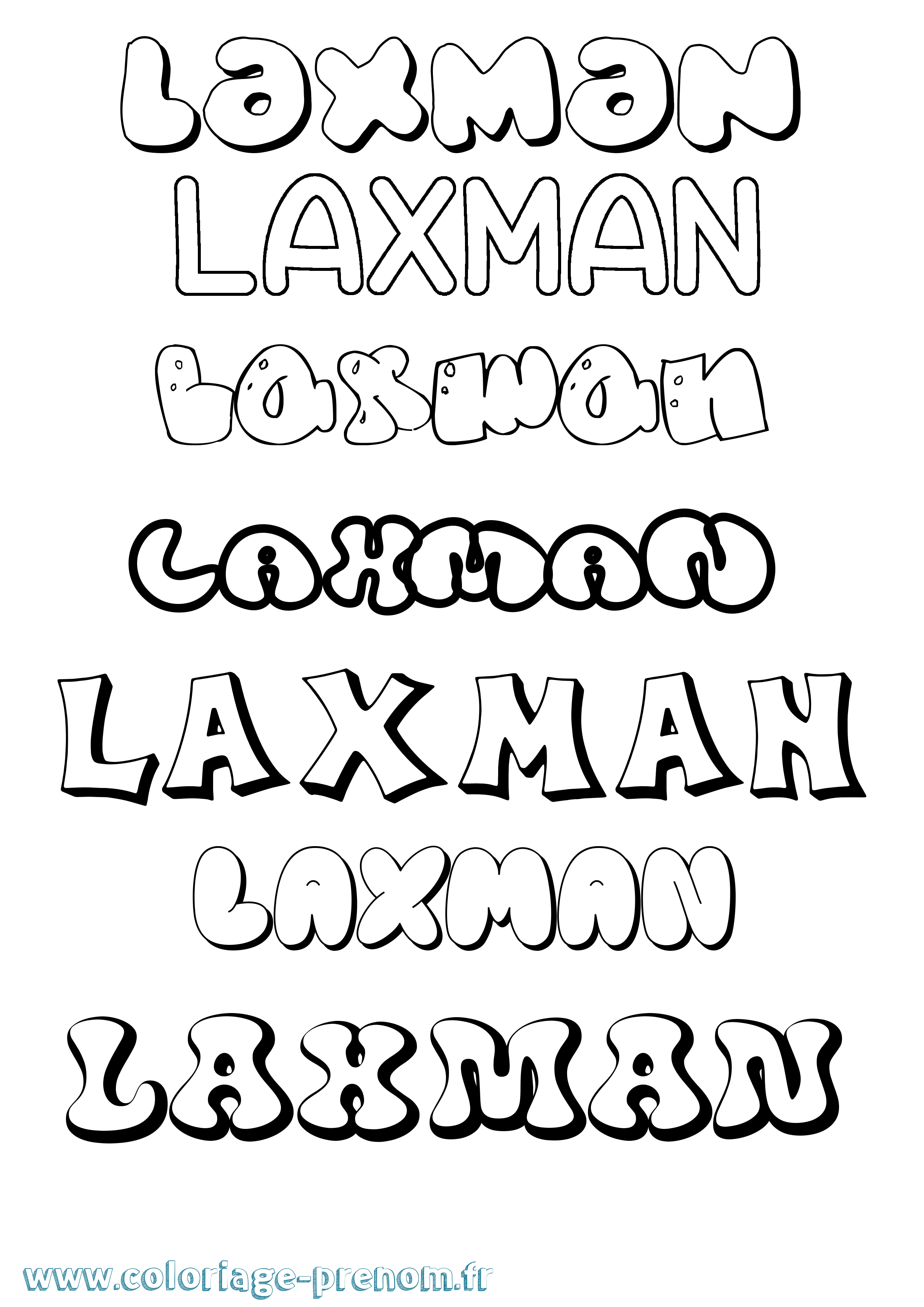 Coloriage Laxman Bubble Coloriage prénom Laxman Bubble