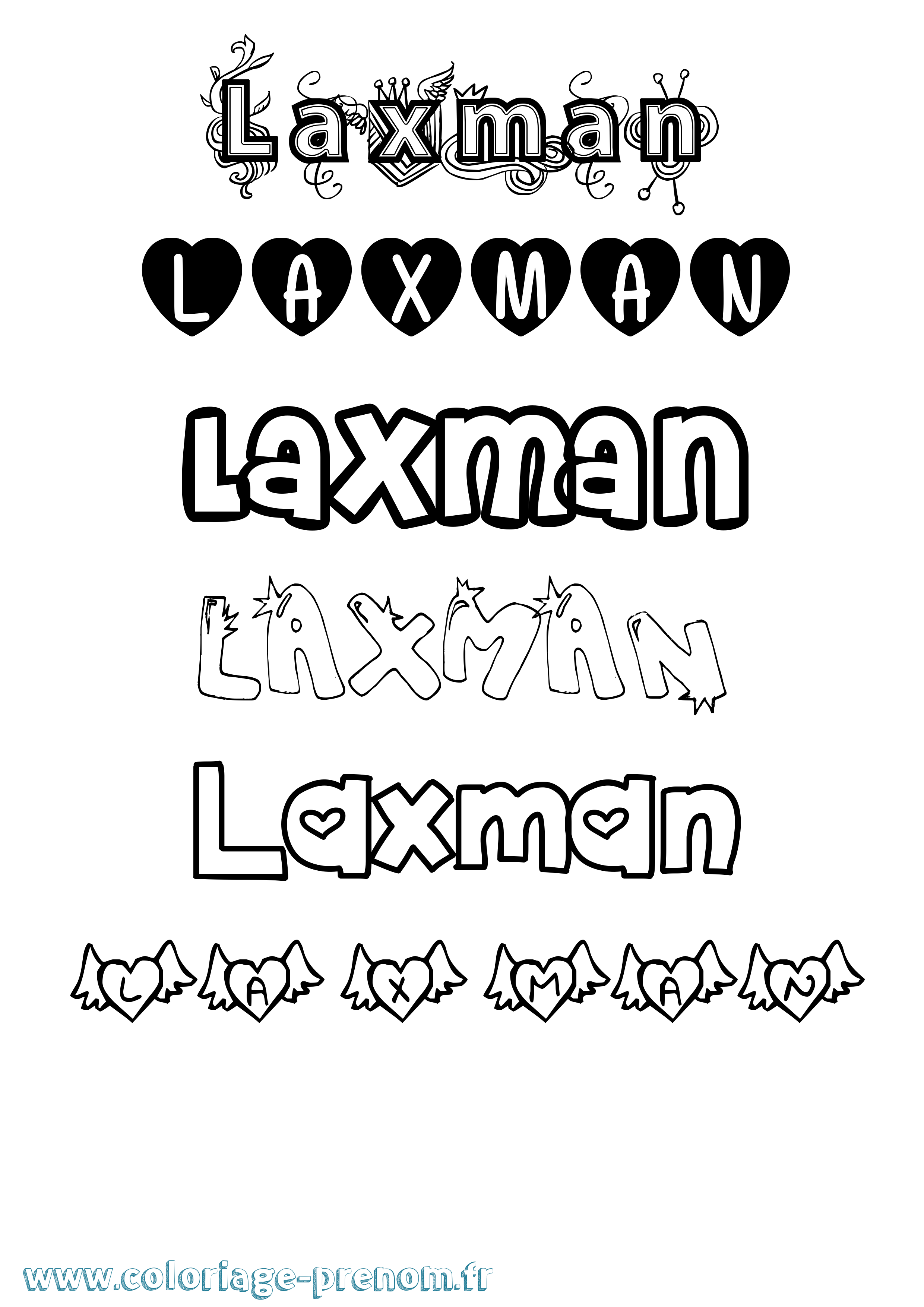 Coloriage Laxman Girly Coloriage prénom Laxman Girly
