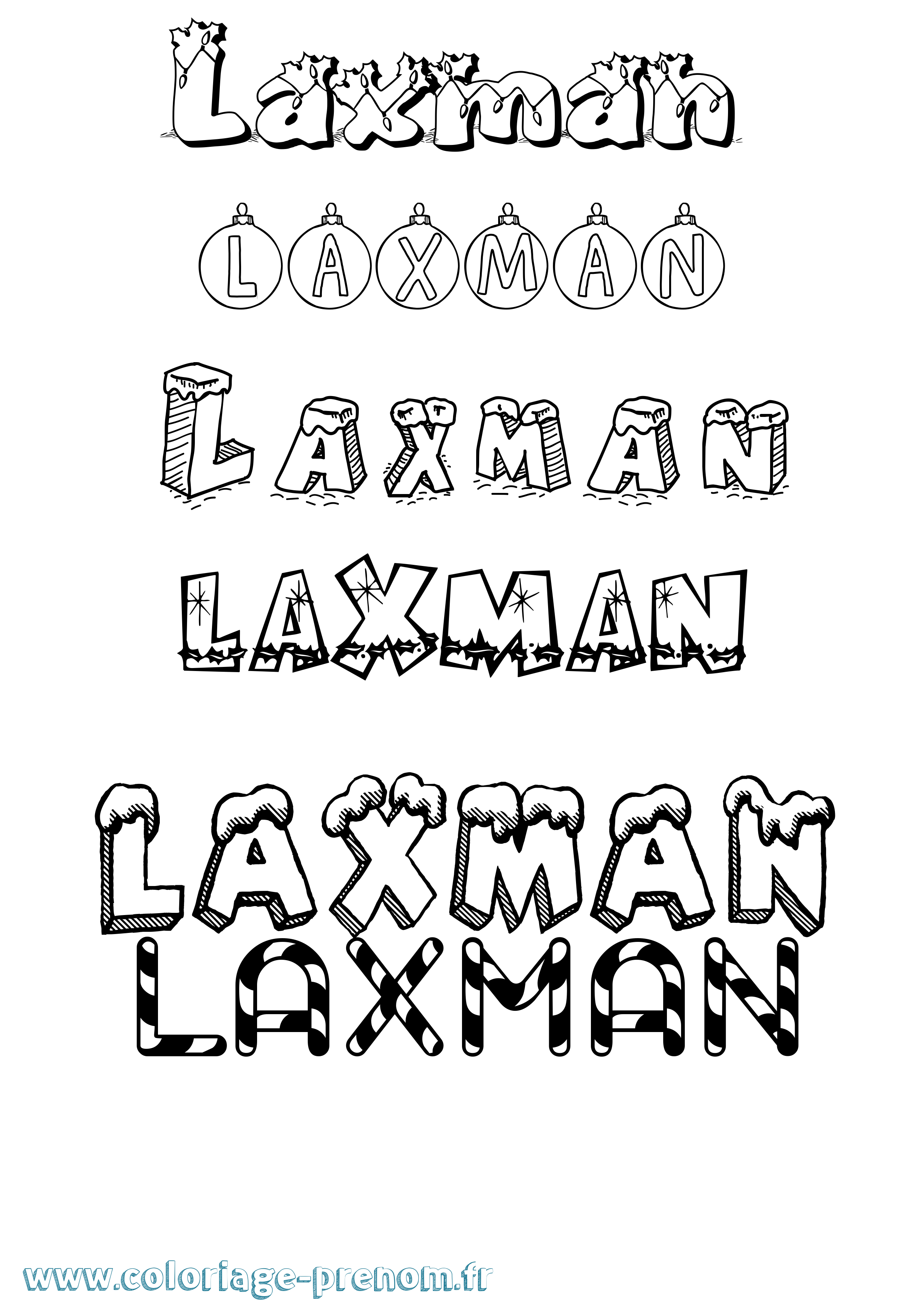 Coloriage Laxman Noël Coloriage prénom Laxman Noël