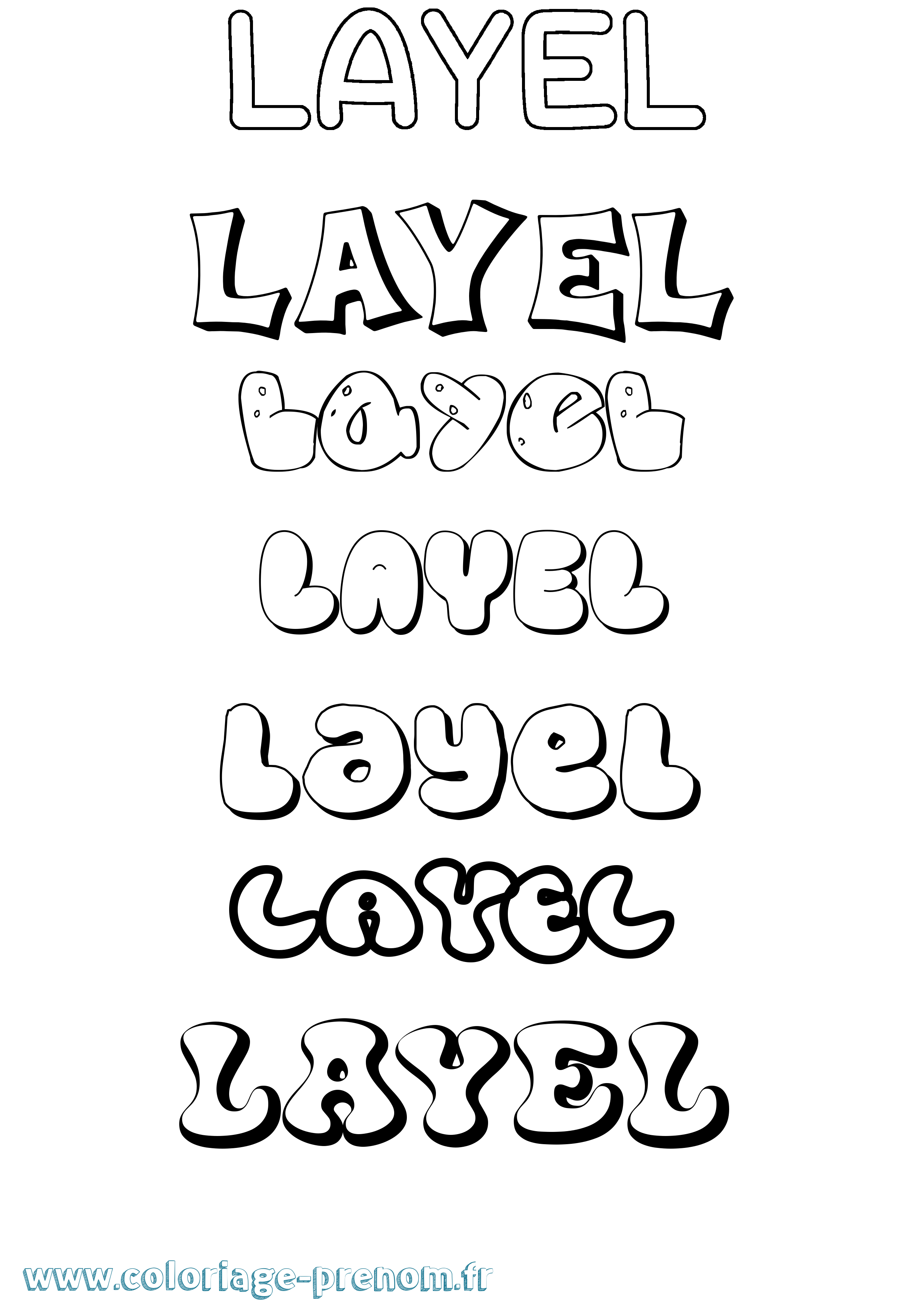 Coloriage Layel Bubble Coloriage prénom Layel Bubble