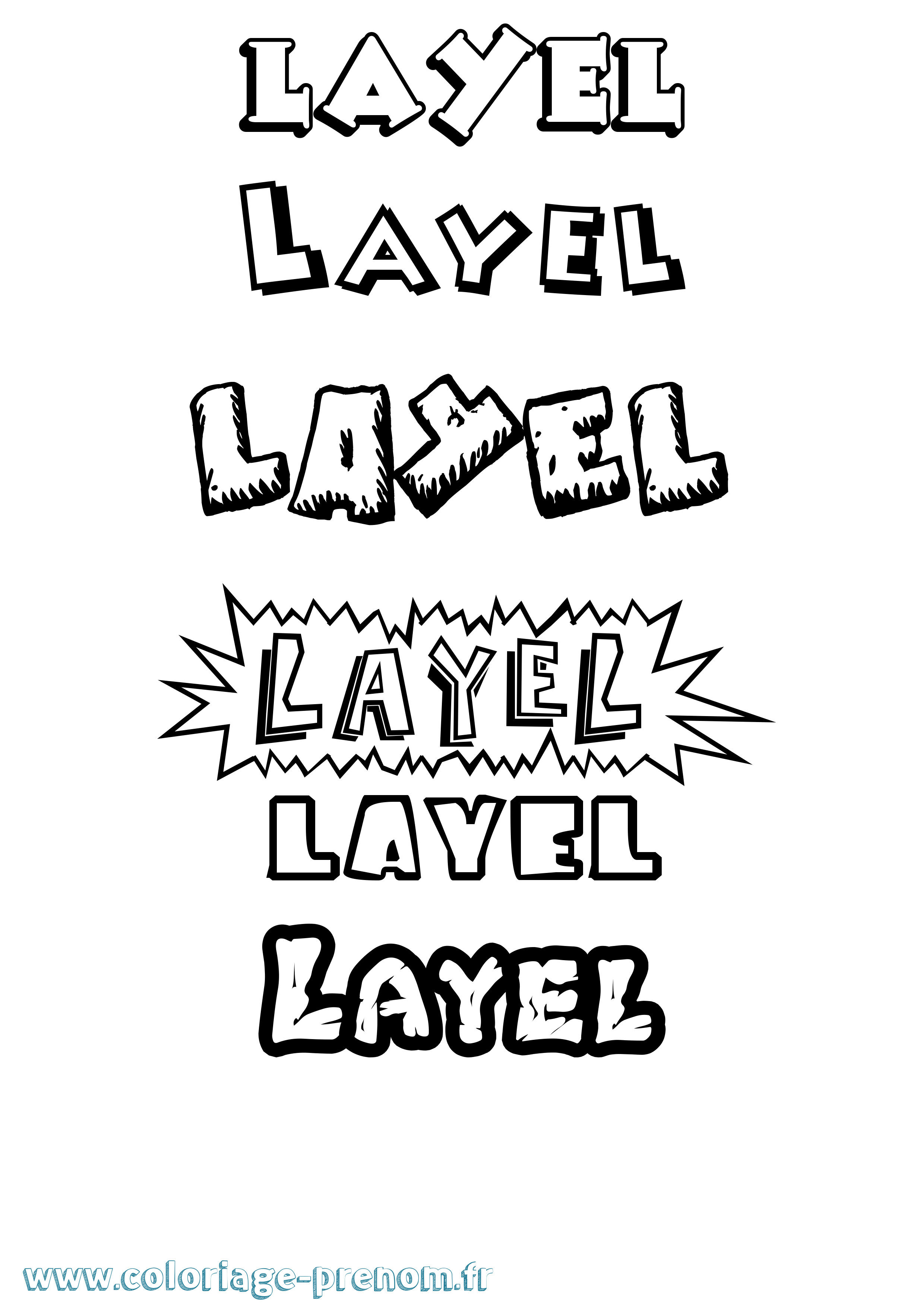 Coloriage Layel Dessin Animé Coloriage prénom Layel Dessin Animé