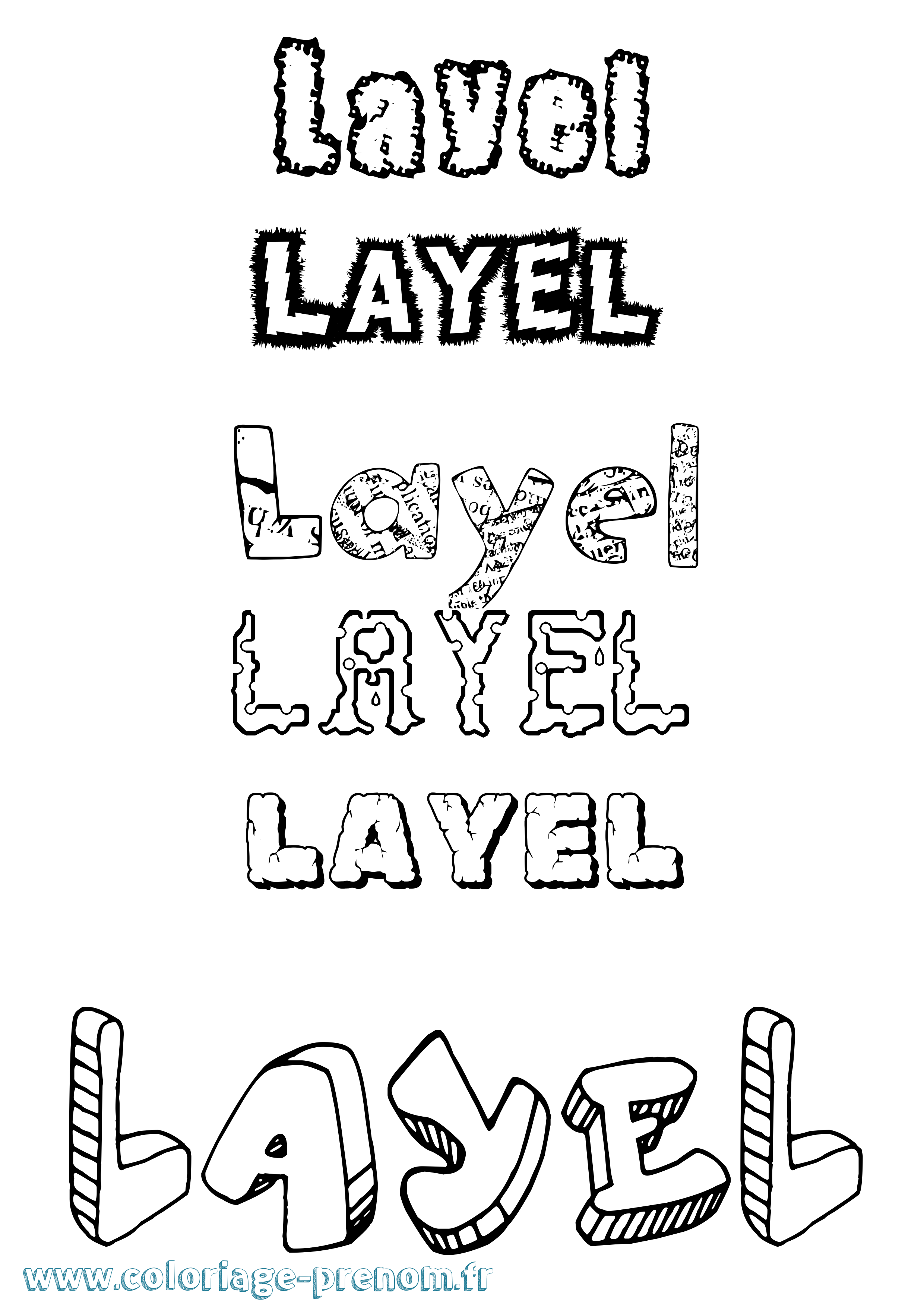 Coloriage Layel Destructuré Coloriage prénom Layel Destructuré
