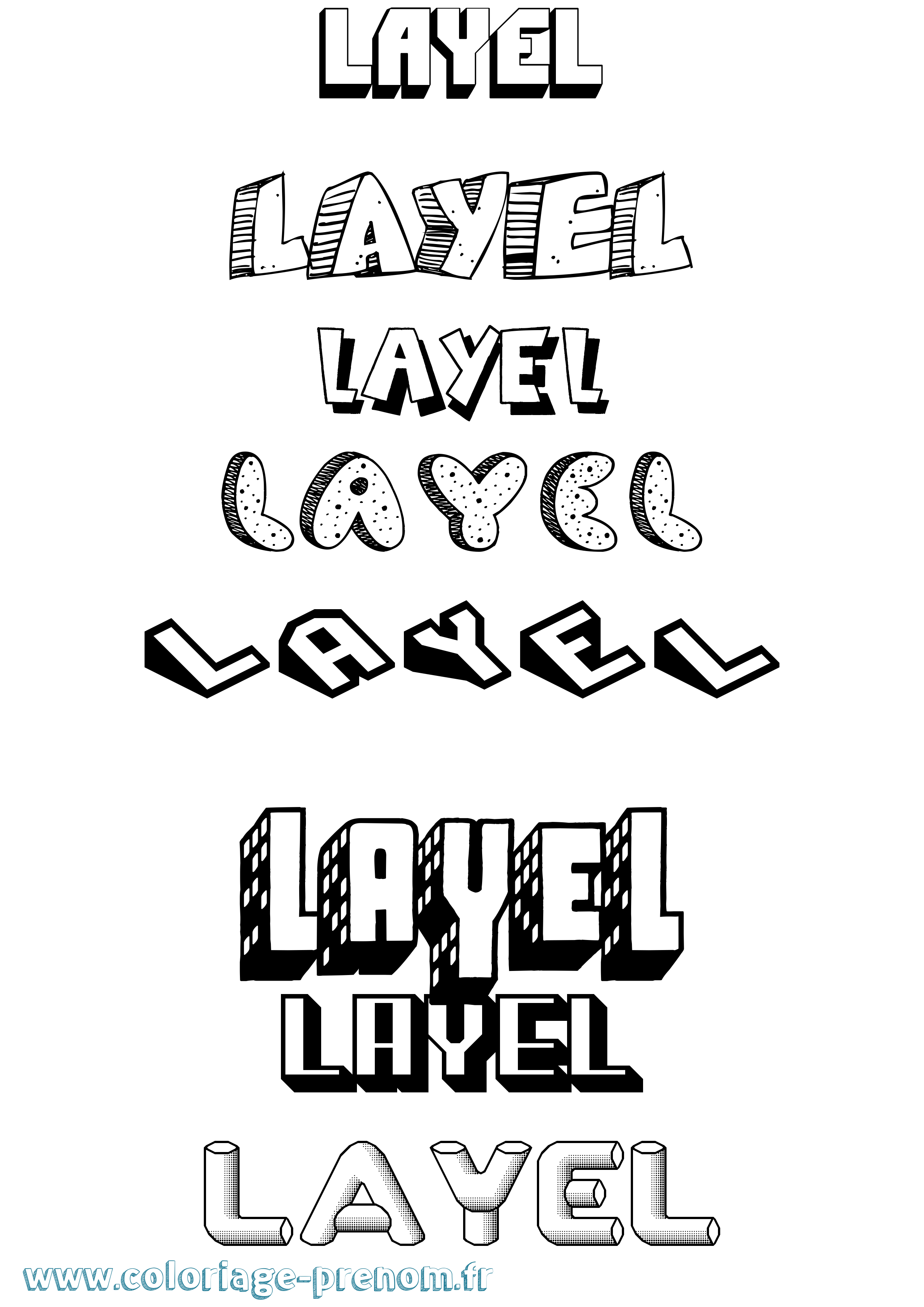 Coloriage Layel Effet 3D Coloriage prénom Layel Effet 3D