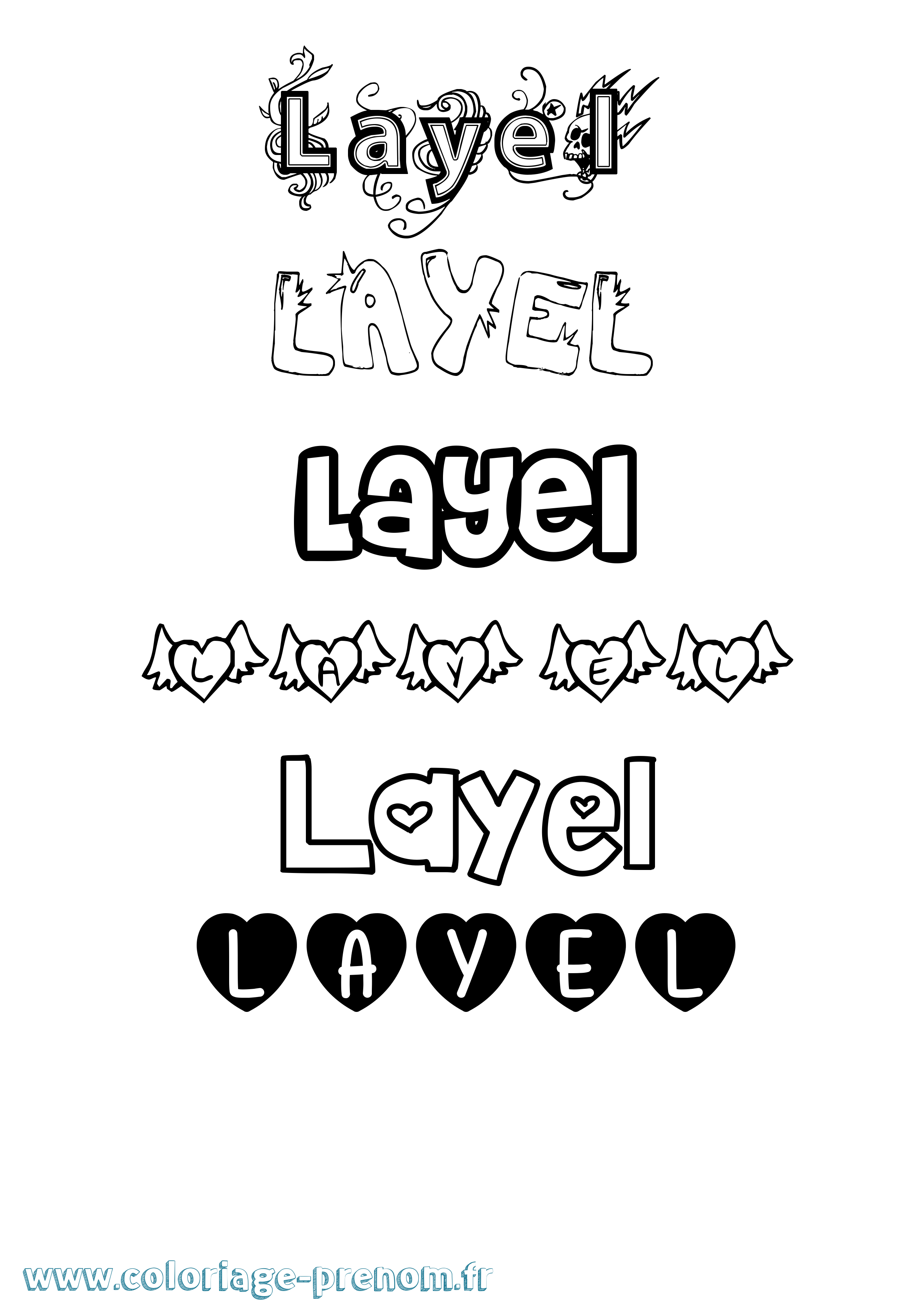 Coloriage Layel Girly Coloriage prénom Layel Girly