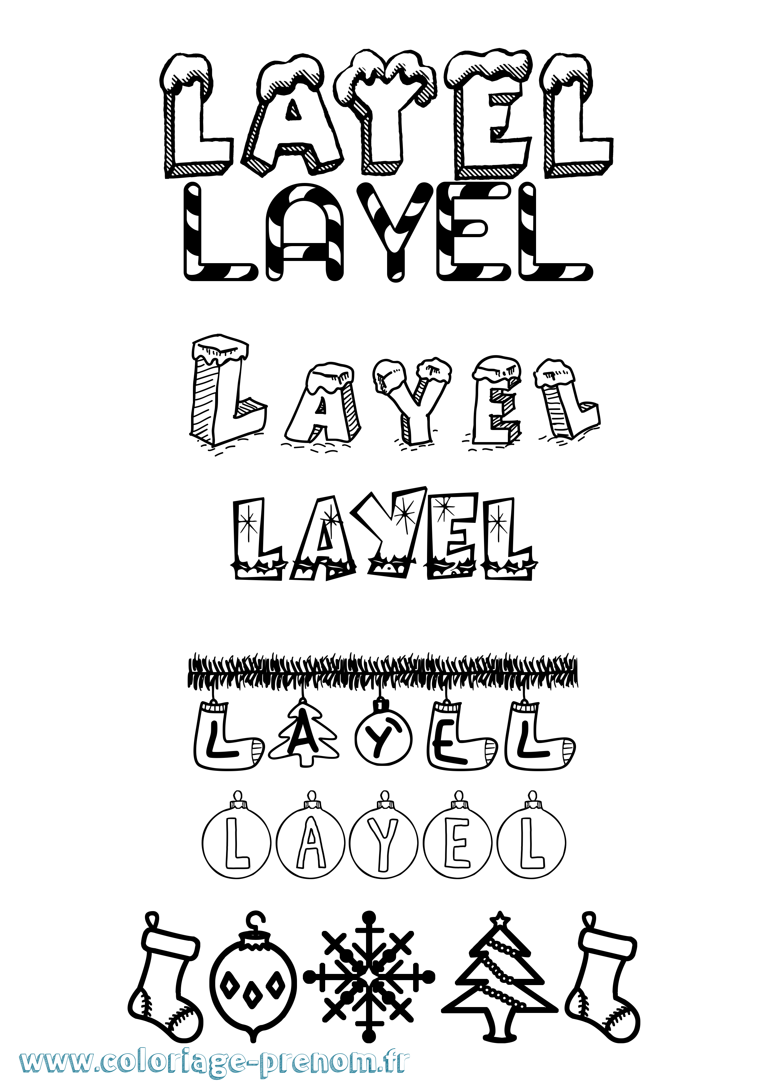 Coloriage Layel Noël Coloriage prénom Layel Noël