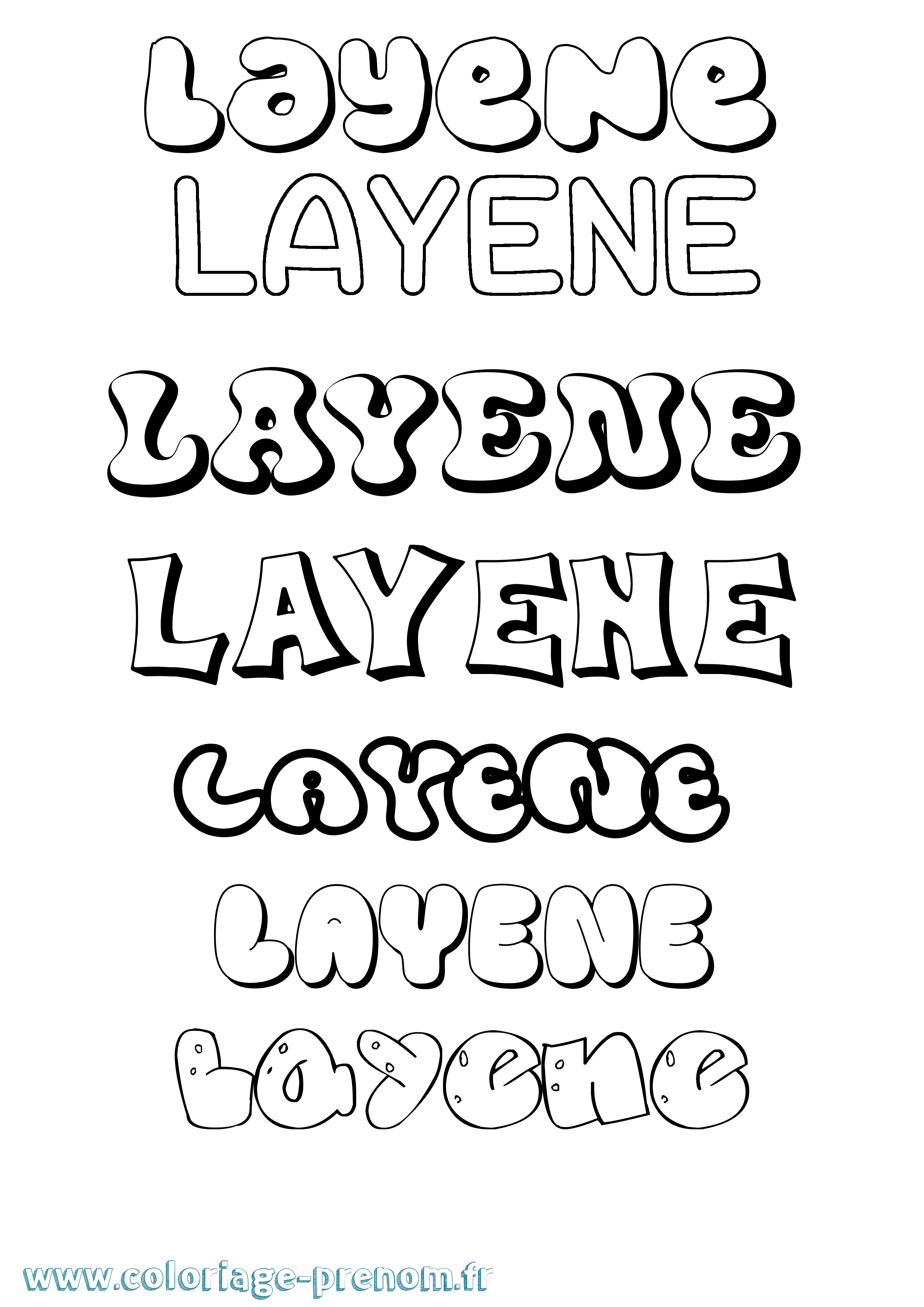 Coloriage Layene Bubble Coloriage prénom Layene Bubble