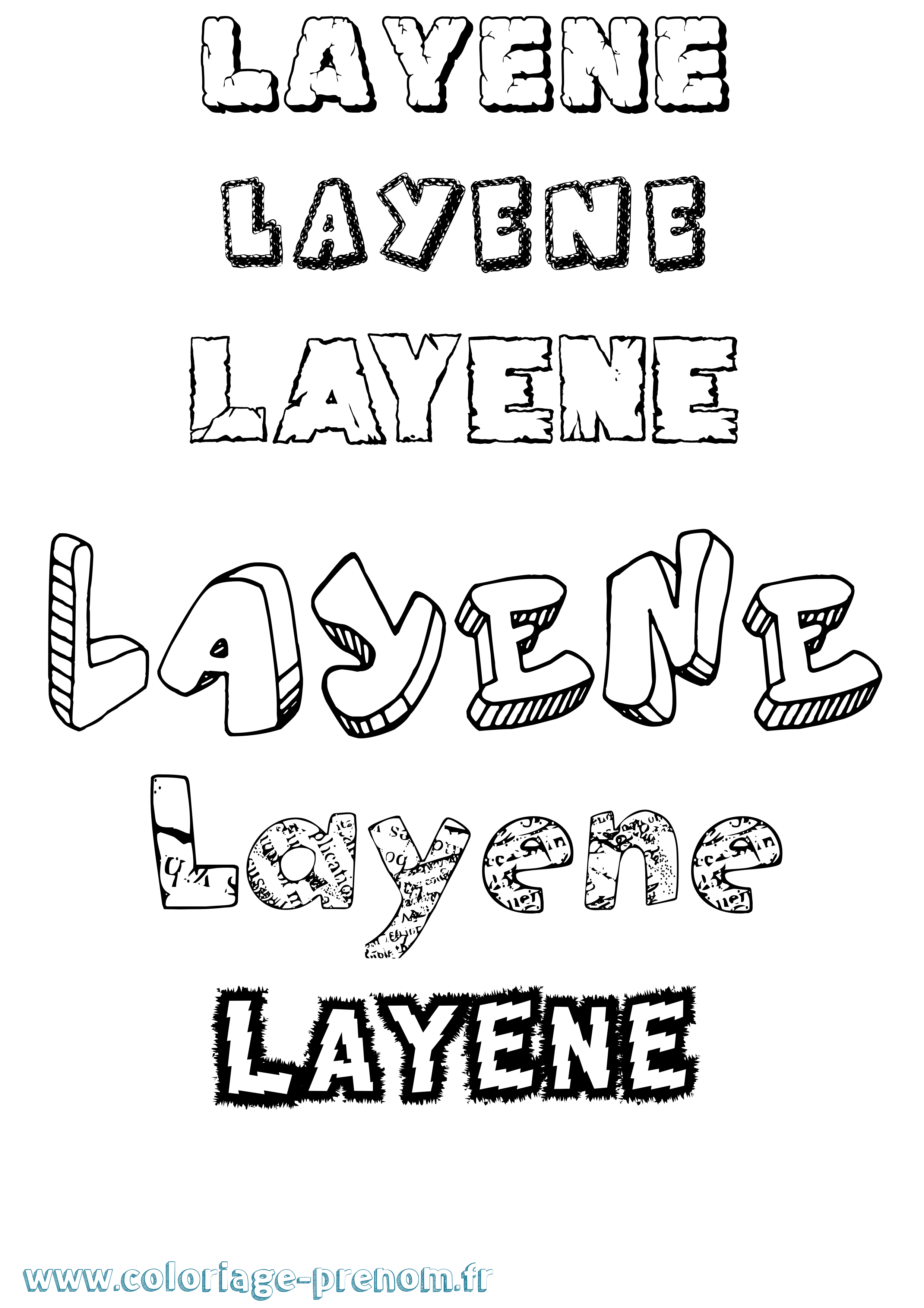 Coloriage Layene Destructuré Coloriage prénom Layene Destructuré