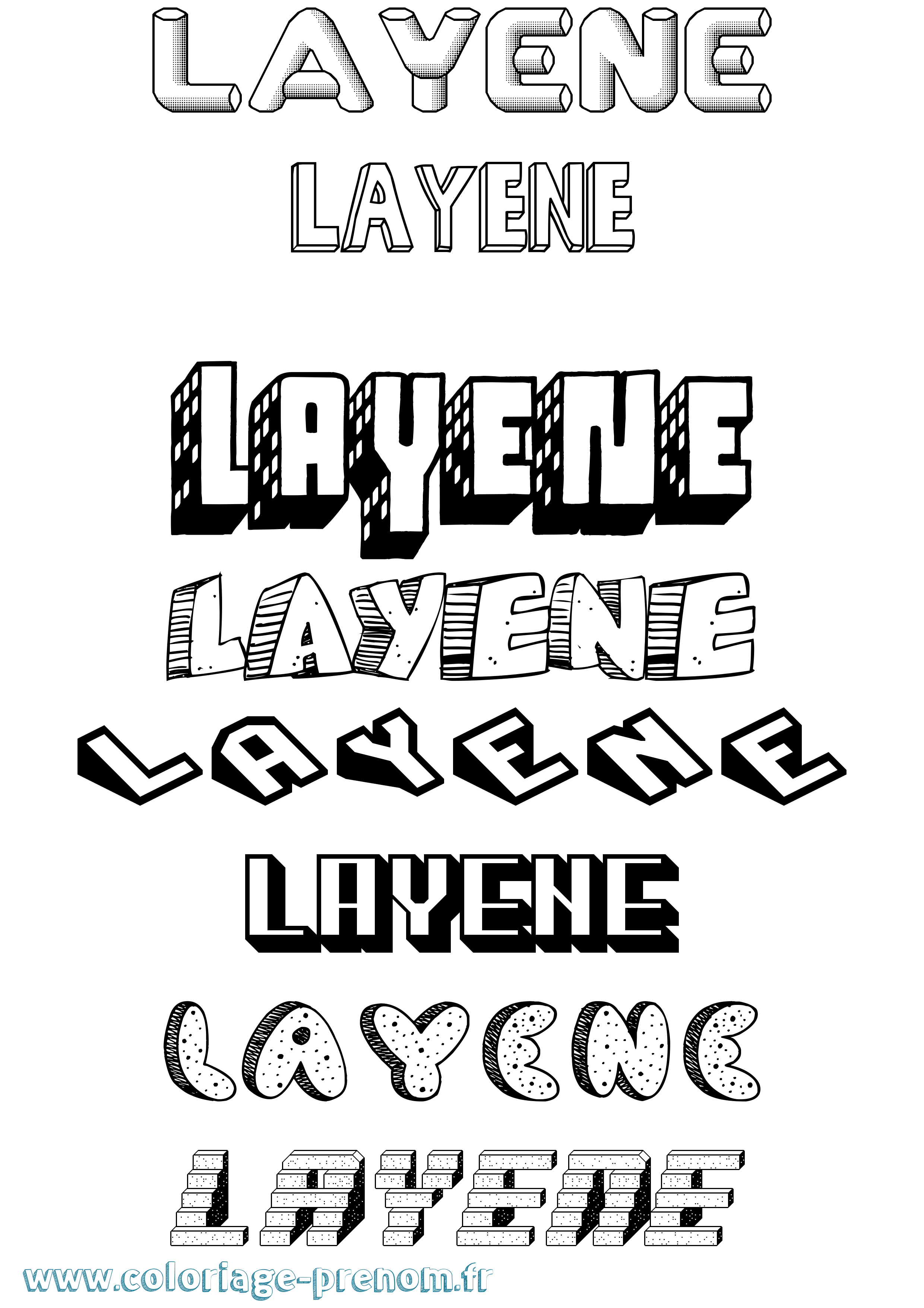 Coloriage Layene Effet 3D Coloriage prénom Layene Effet 3D