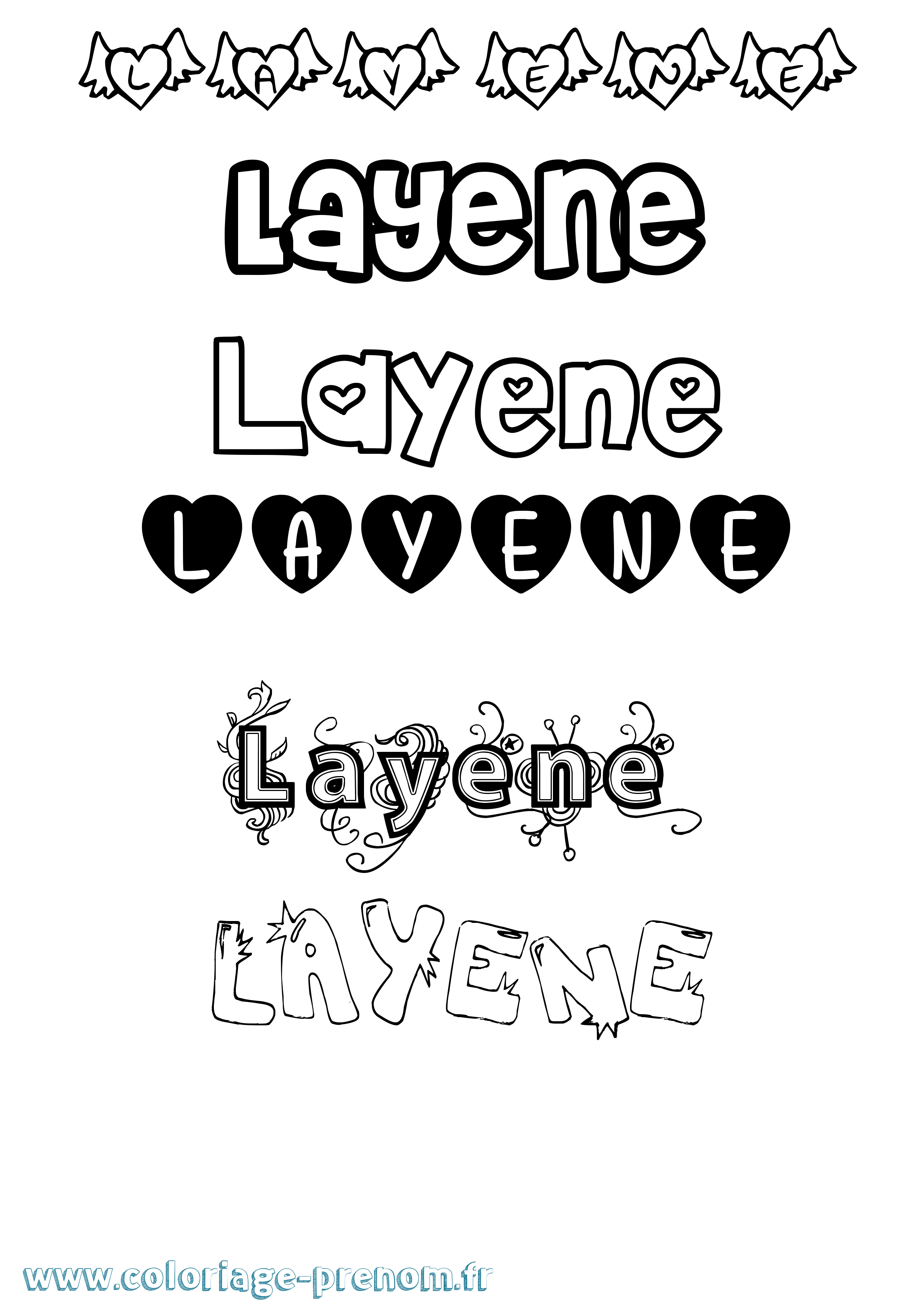 Coloriage Layene Girly Coloriage prénom Layene Girly