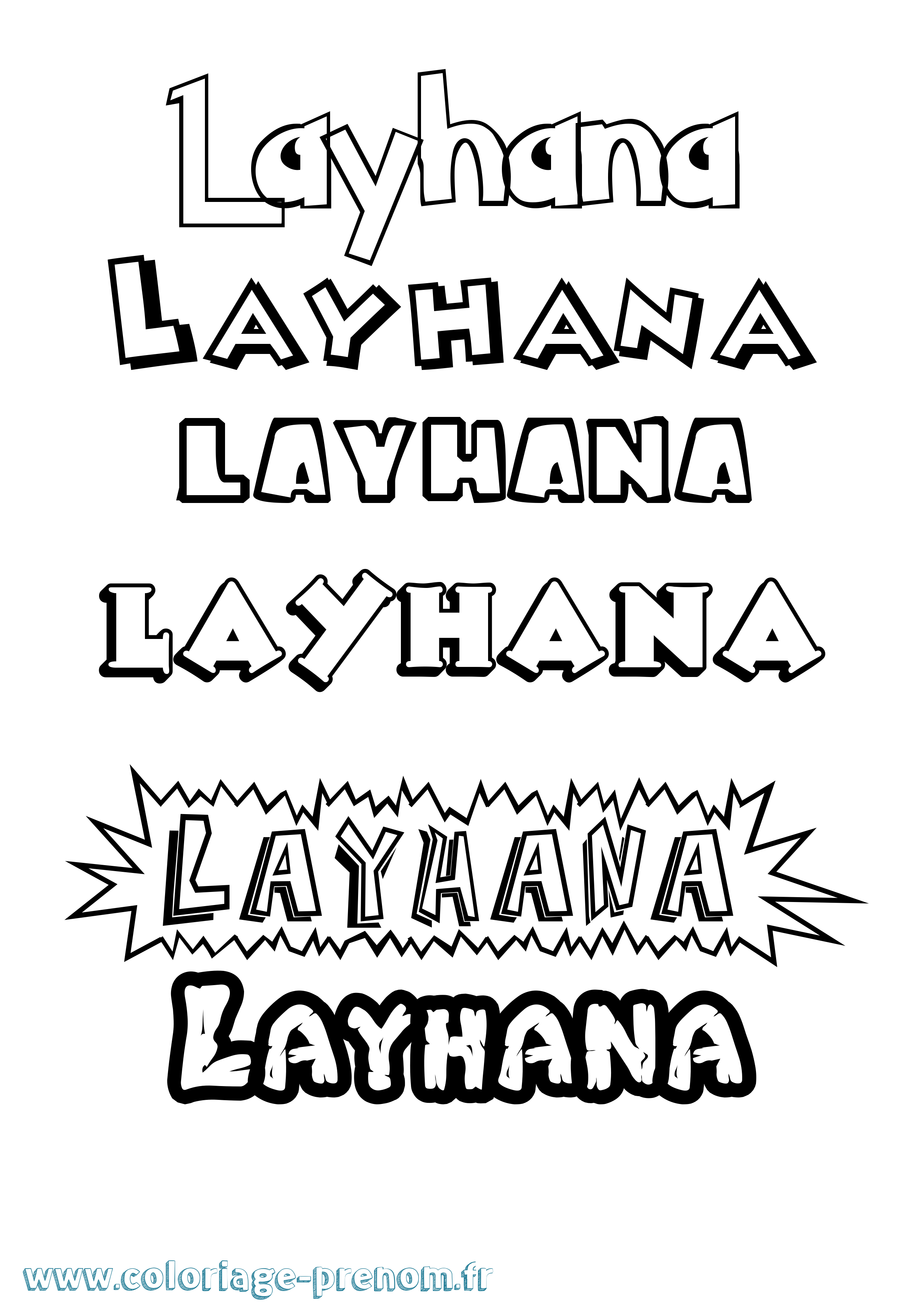 Coloriage Layhana Dessin Animé Coloriage prénom Layhana Dessin Animé