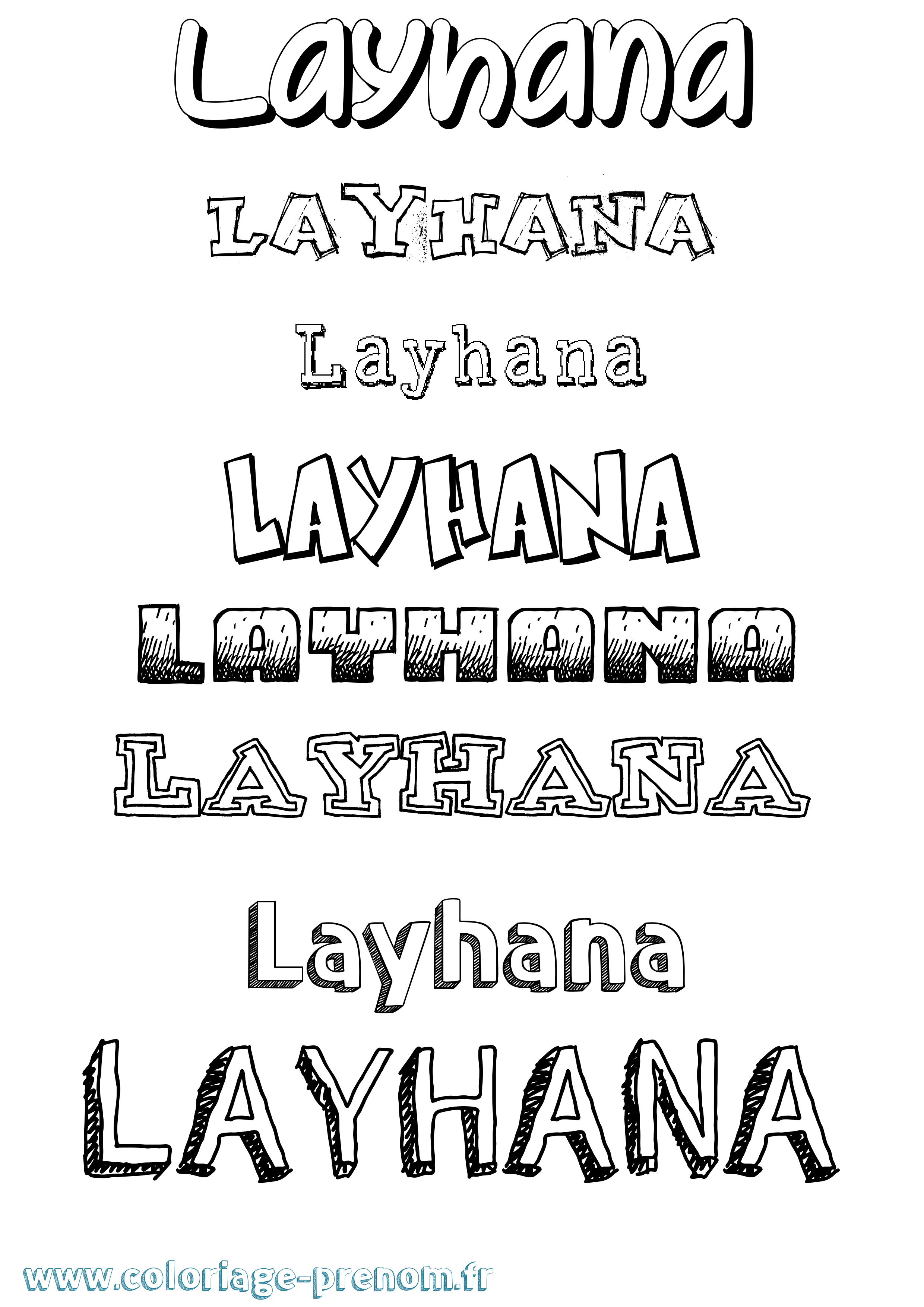 Coloriage Layhana Dessiné Coloriage prénom Layhana Dessiné
