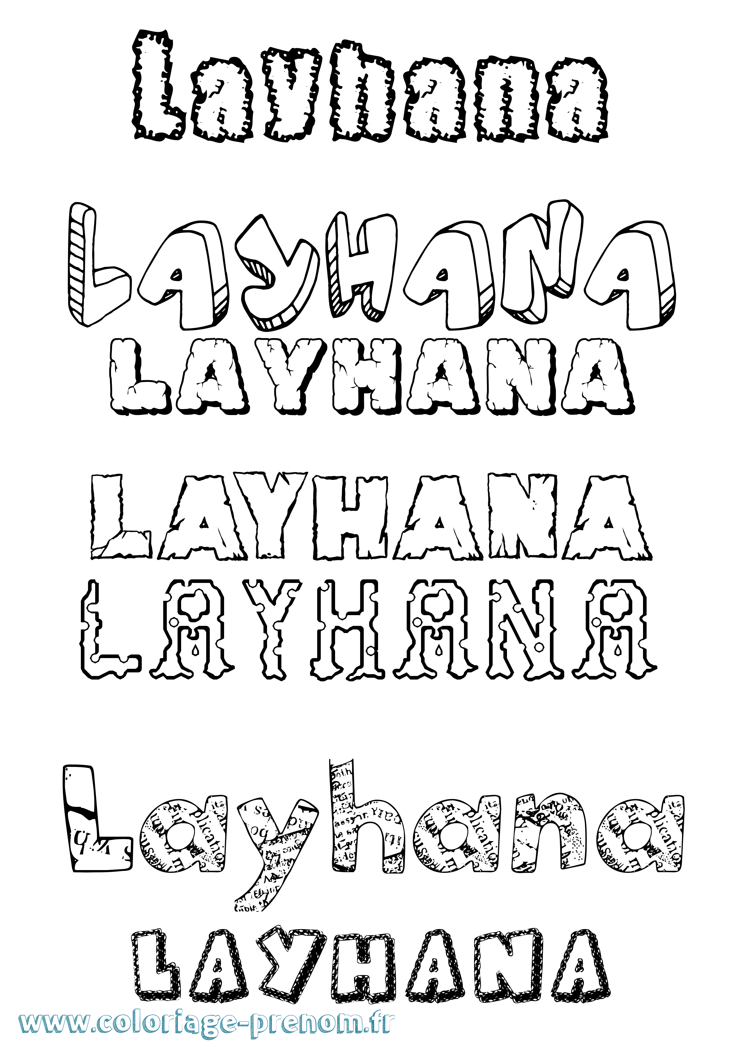 Coloriage Layhana Destructuré Coloriage prénom Layhana Destructuré