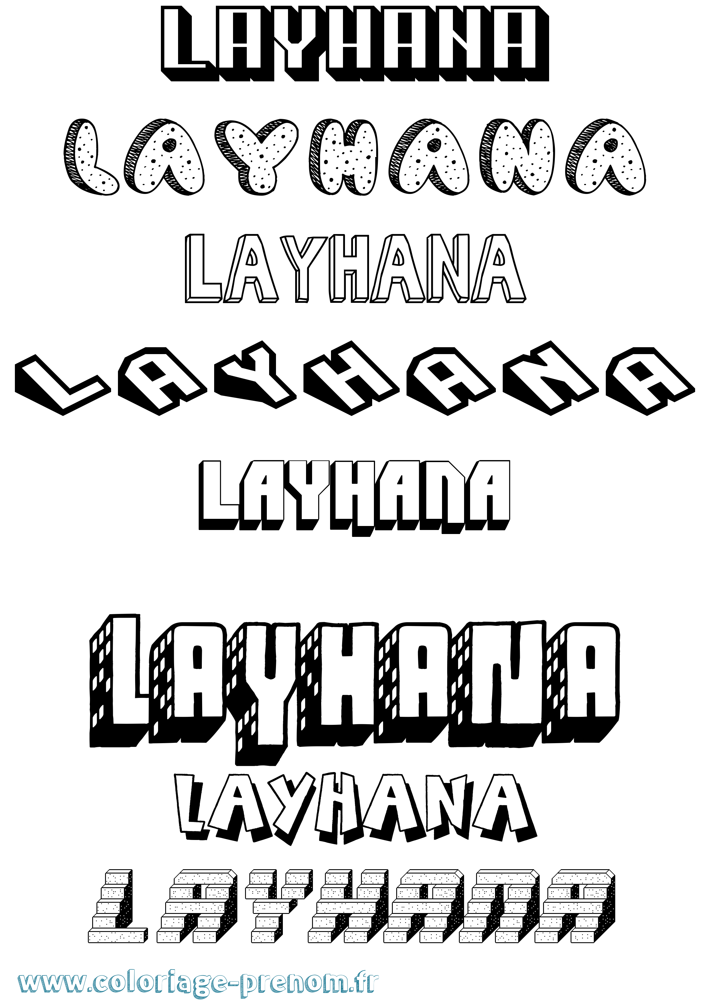 Coloriage Layhana Effet 3D Coloriage prénom Layhana Effet 3D