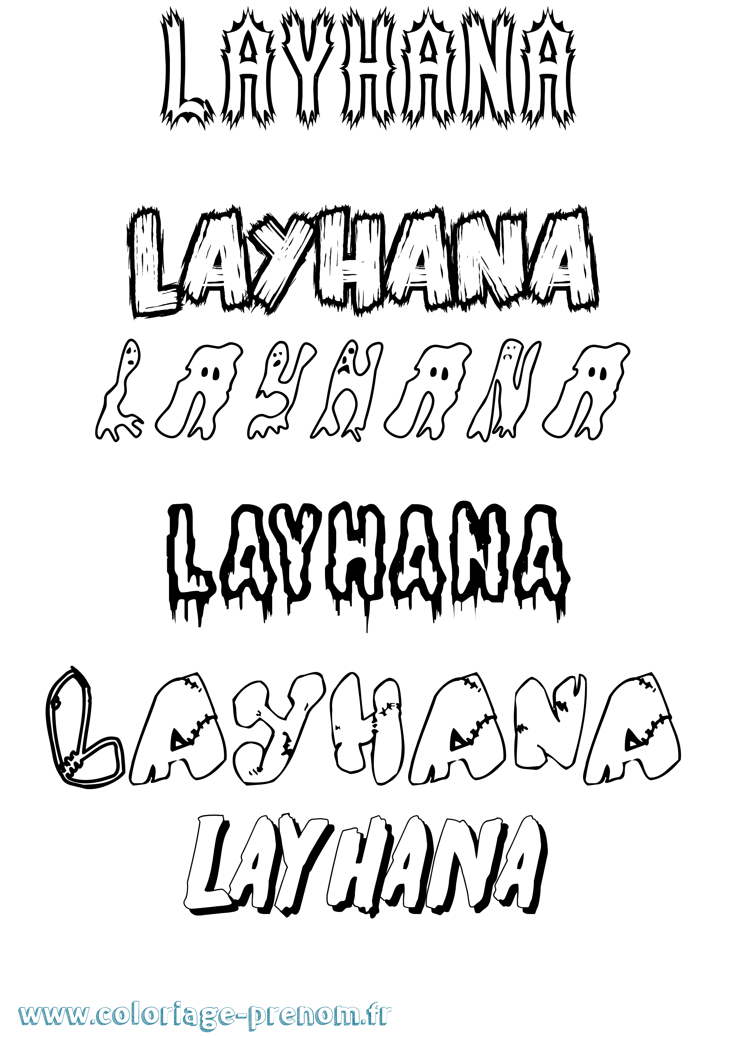 Coloriage Layhana Frisson Coloriage prénom Layhana Frisson