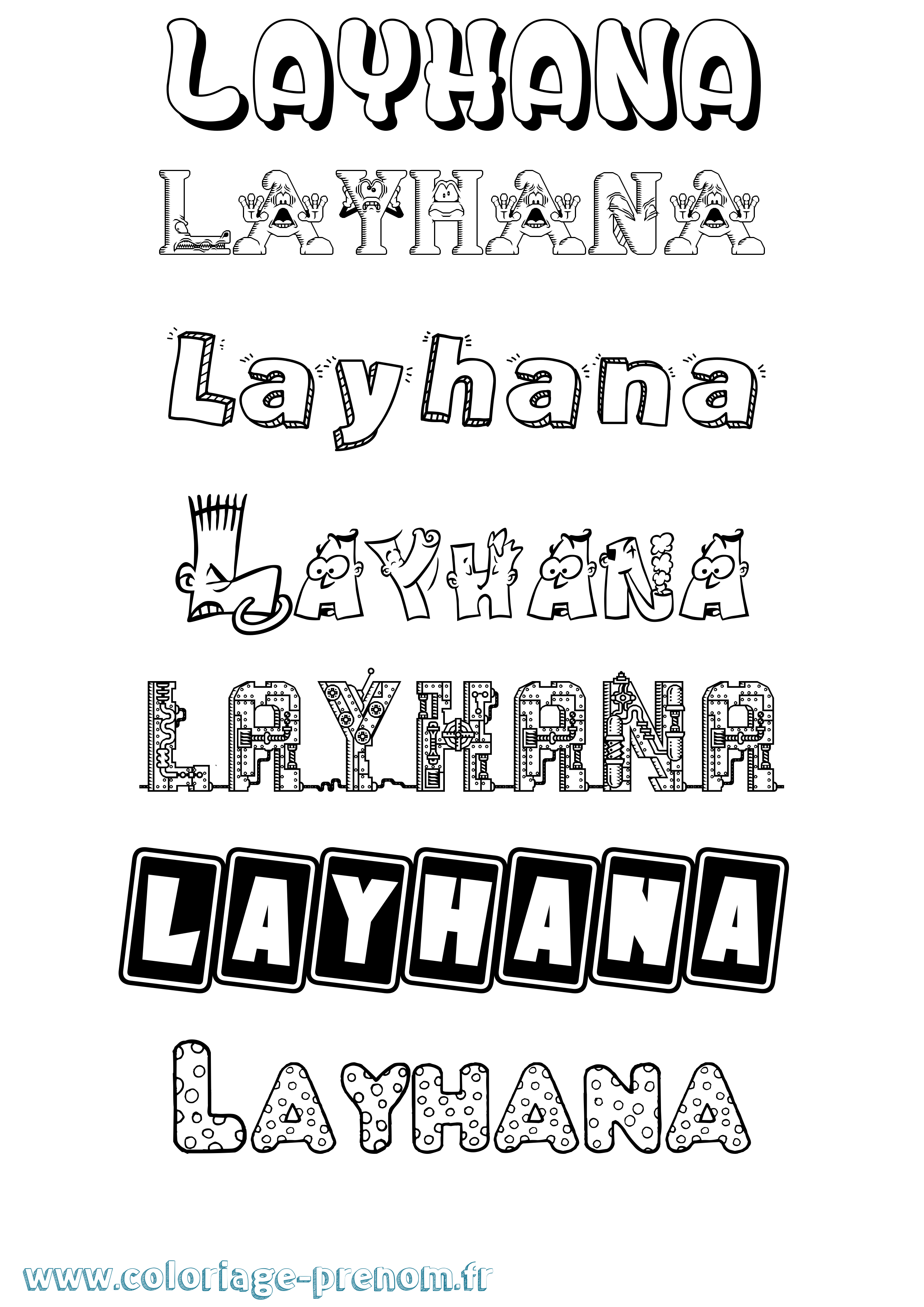 Coloriage Layhana Fun Coloriage prénom Layhana Fun
