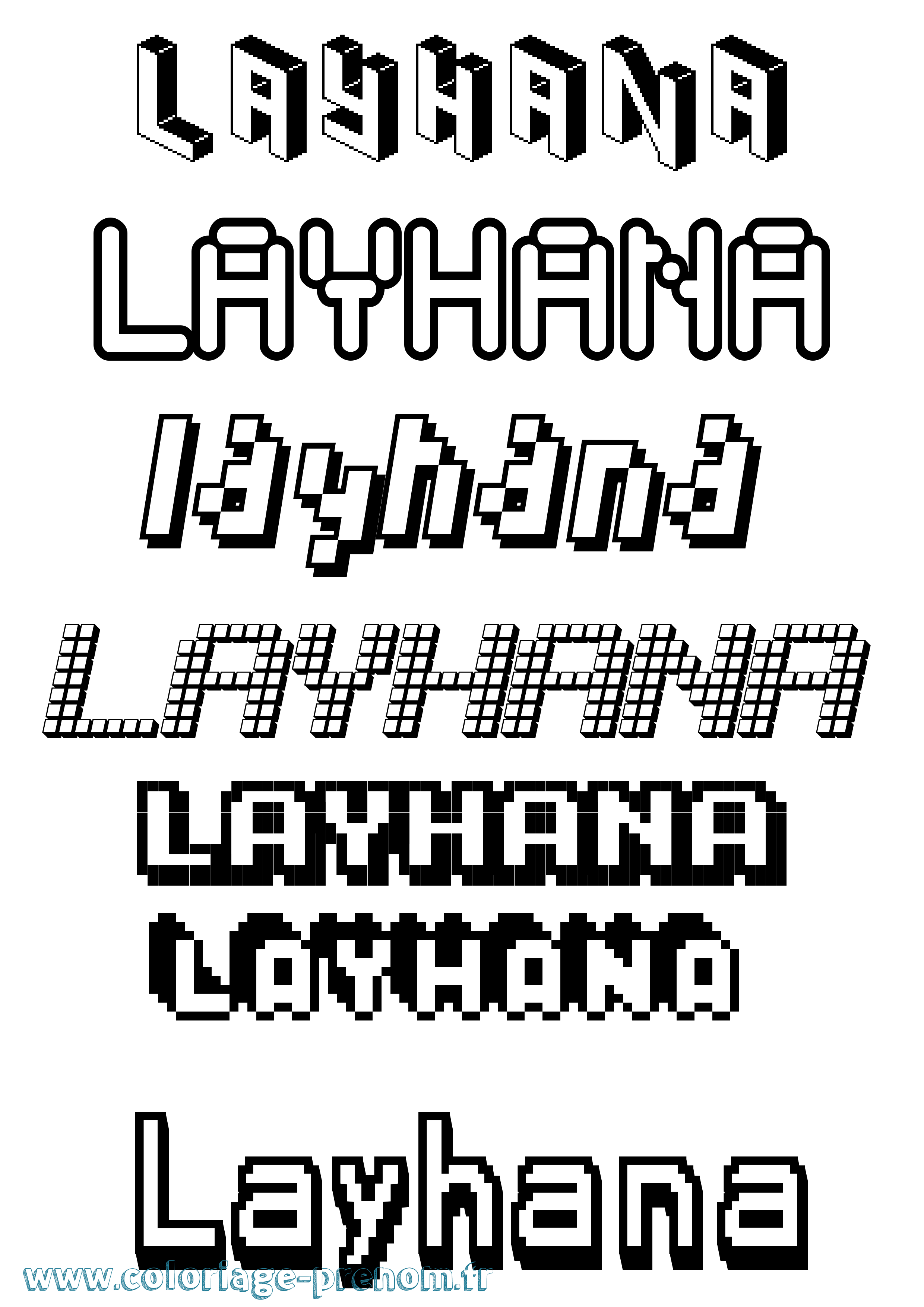 Coloriage Layhana Pixel Coloriage prénom Layhana Pixel
