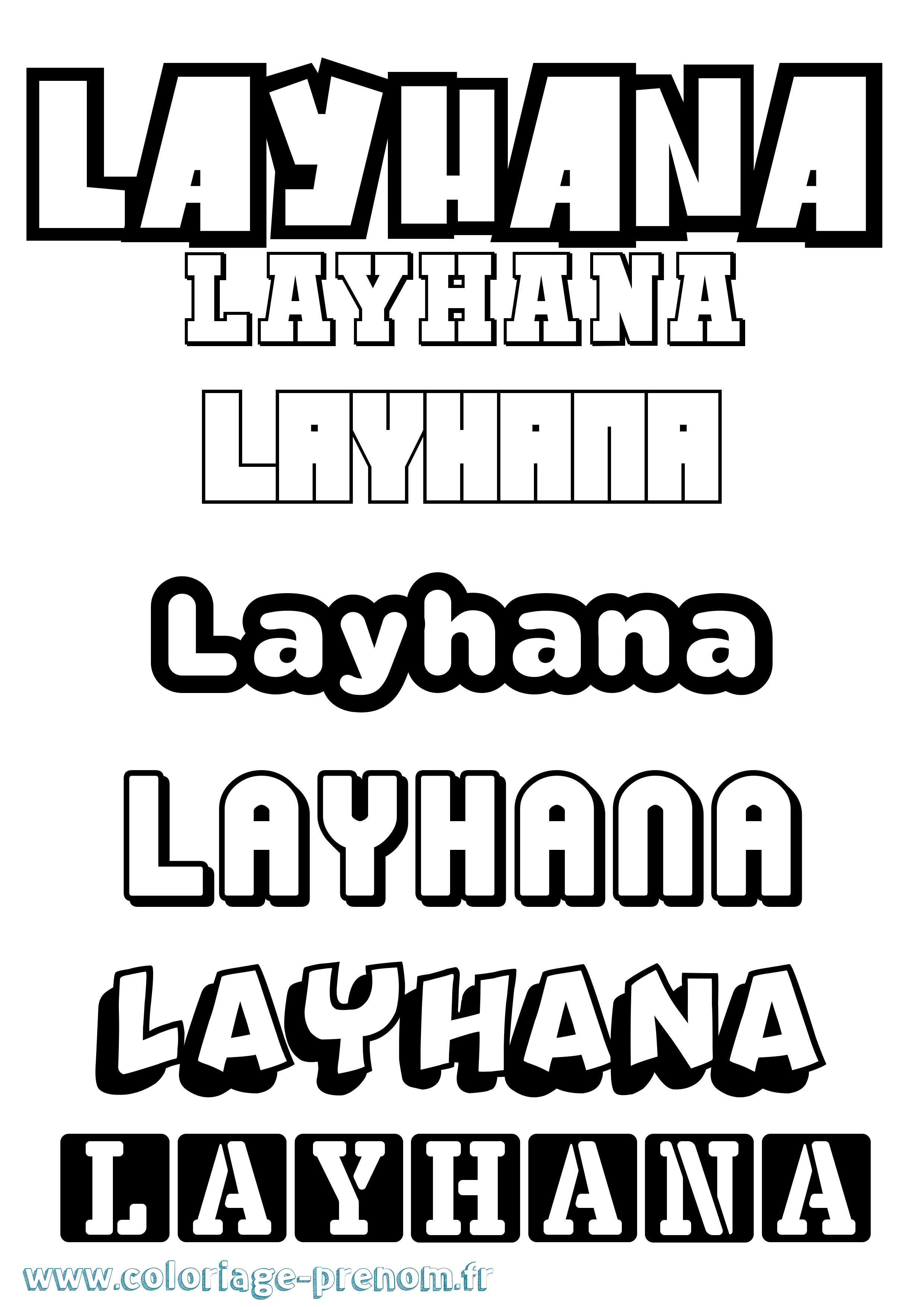 Coloriage Layhana Simple Coloriage prénom Layhana Simple