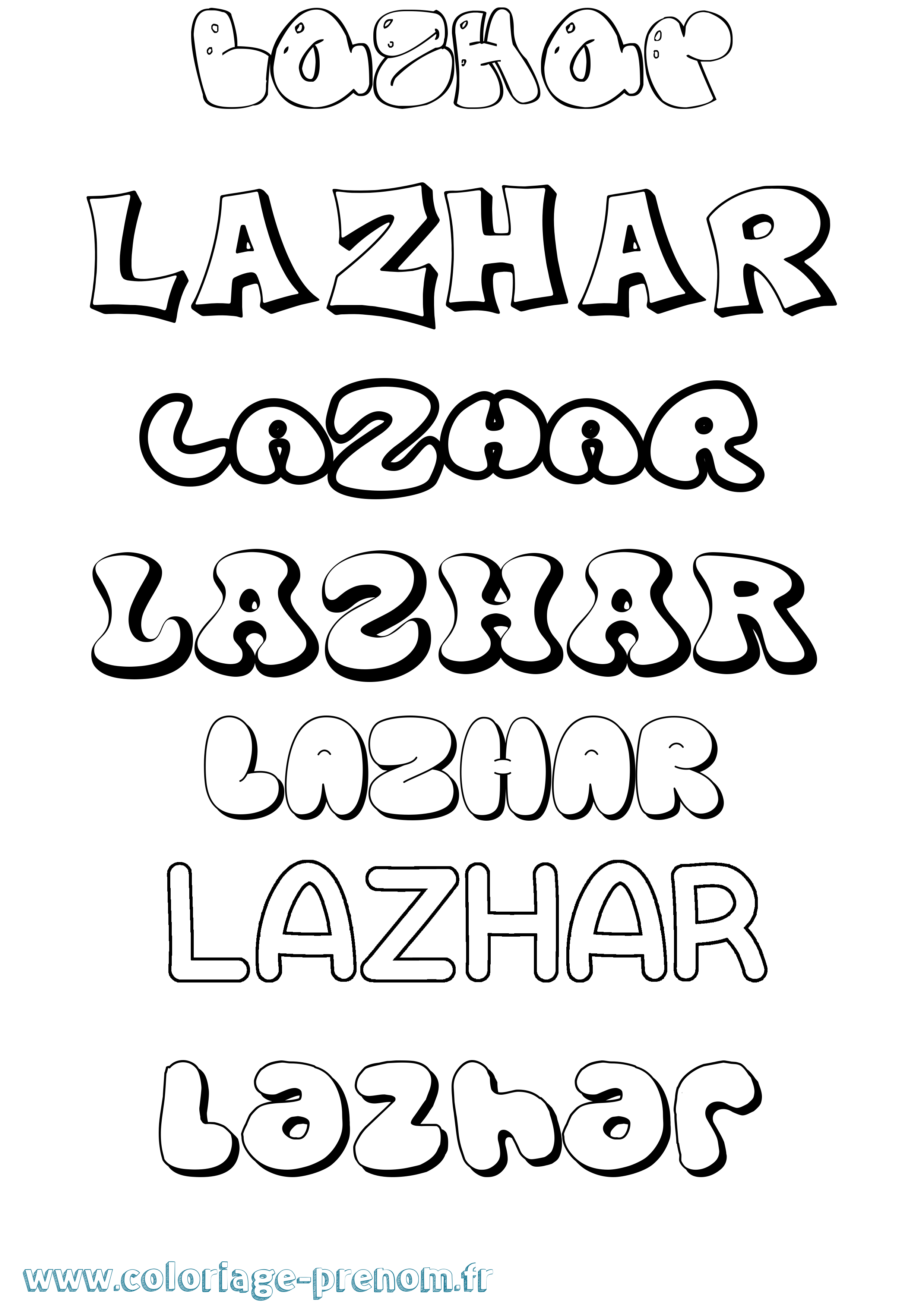 Coloriage Lazhar Bubble Coloriage prénom Lazhar Bubble