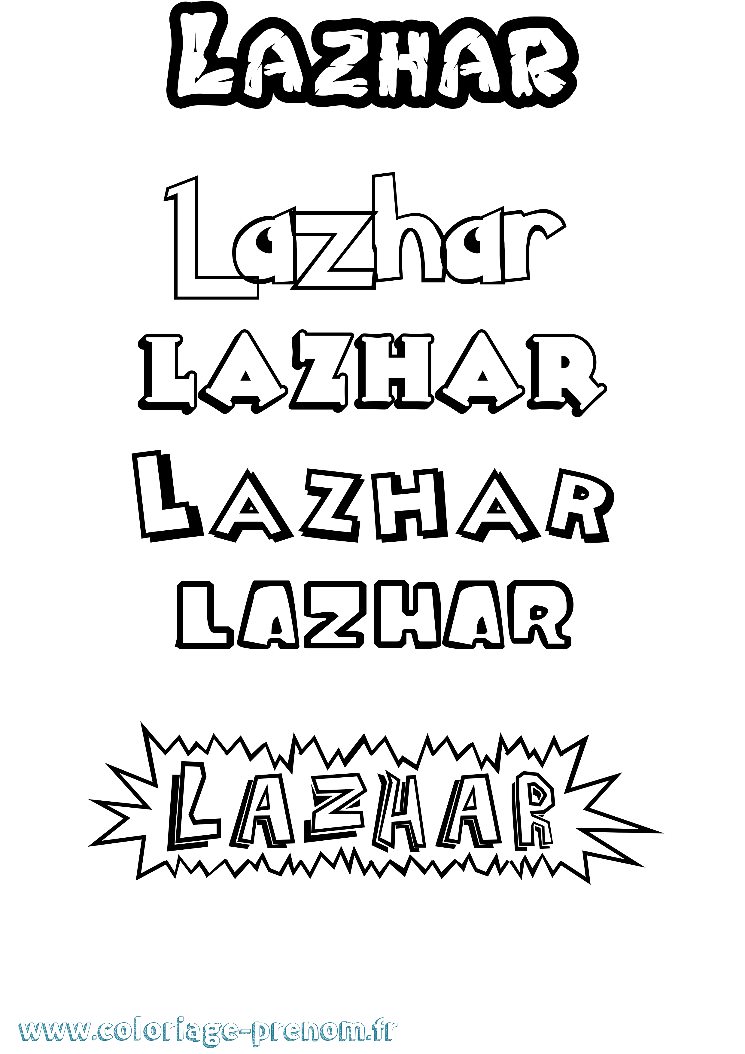Coloriage Lazhar Dessin Animé Coloriage prénom Lazhar Dessin Animé