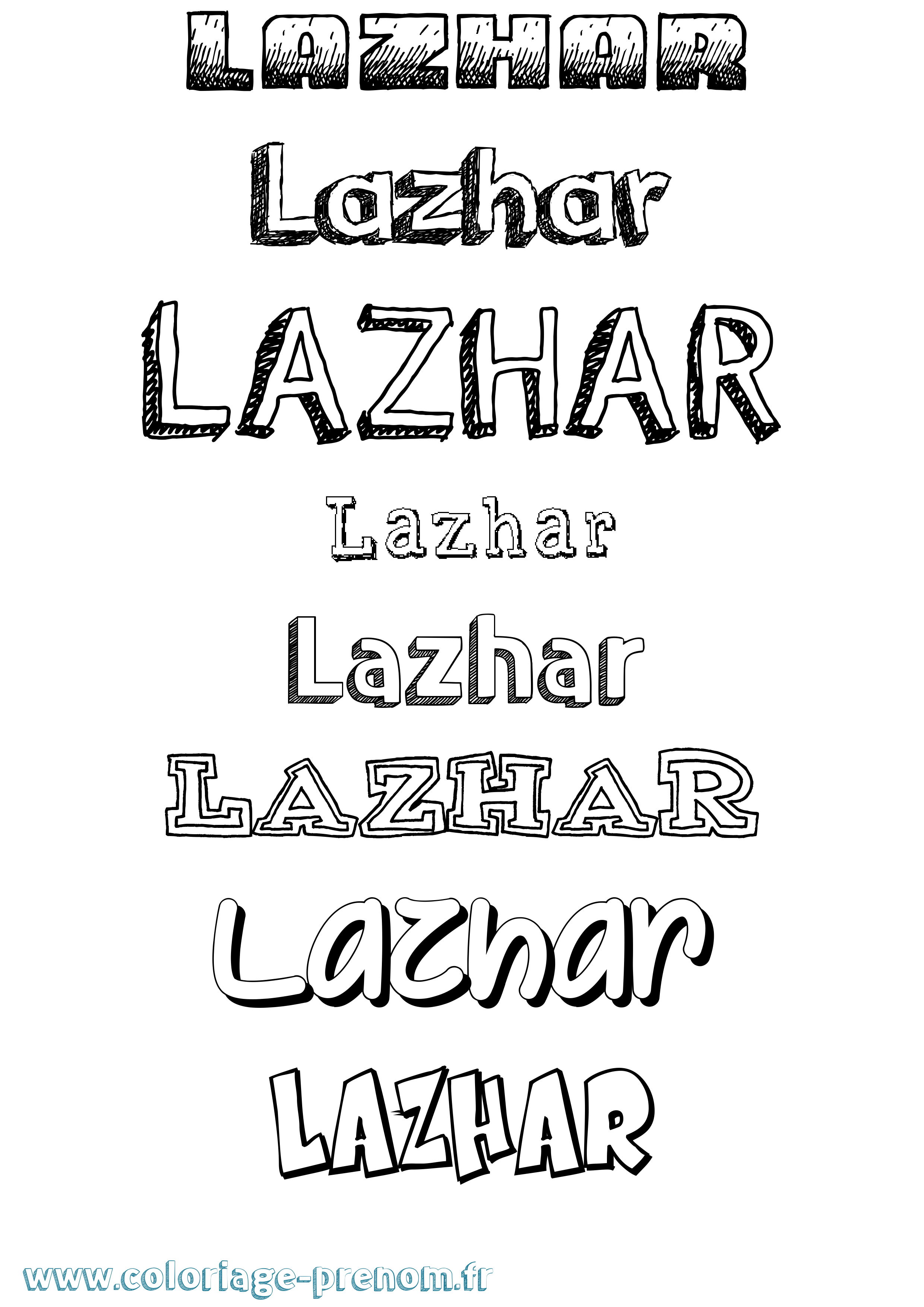 Coloriage Lazhar Dessiné Coloriage prénom Lazhar Dessiné