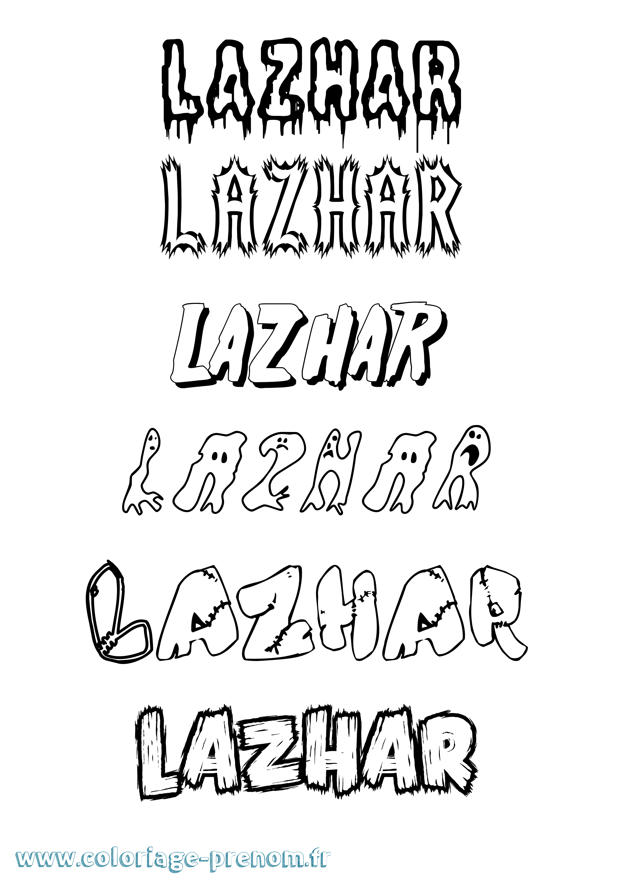 Coloriage Lazhar Frisson Coloriage prénom Lazhar Frisson