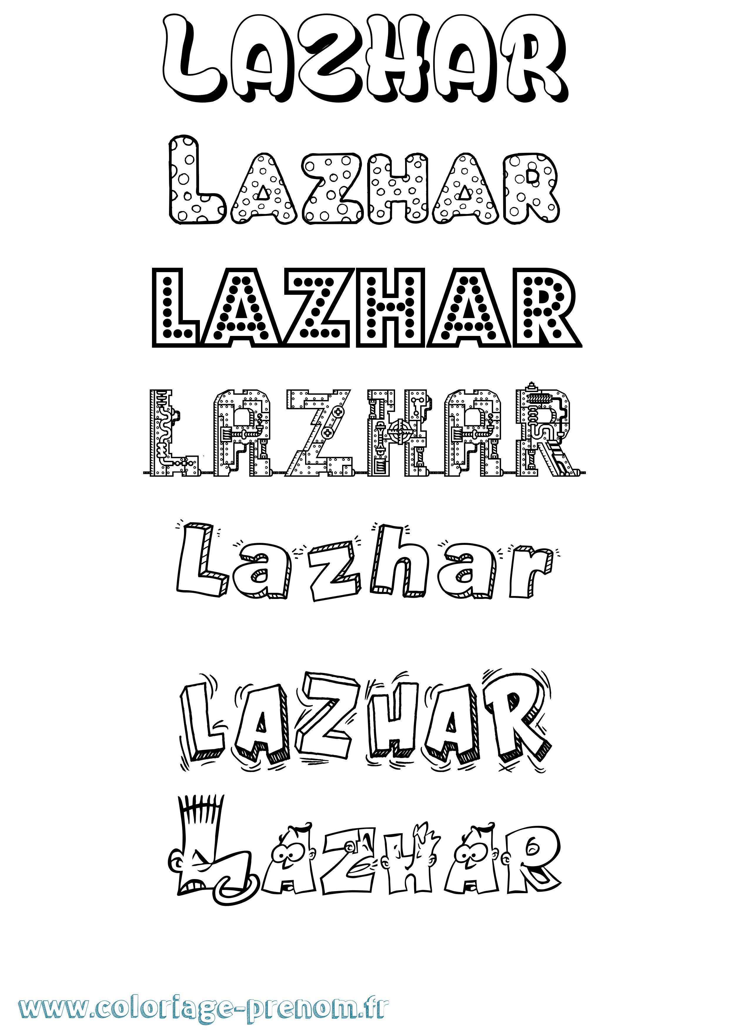 Coloriage Lazhar Fun Coloriage prénom Lazhar Fun
