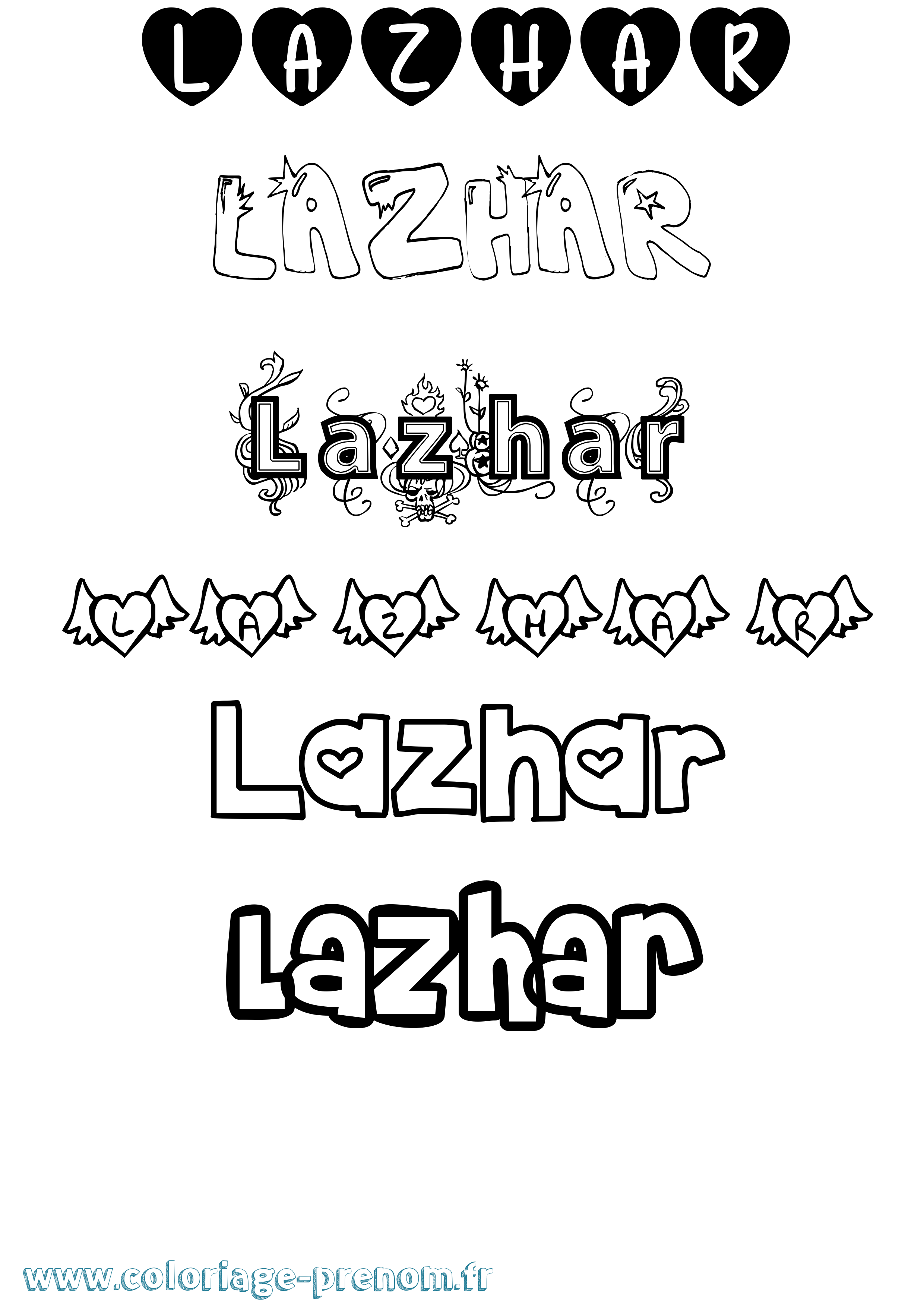Coloriage Lazhar Girly Coloriage prénom Lazhar Girly