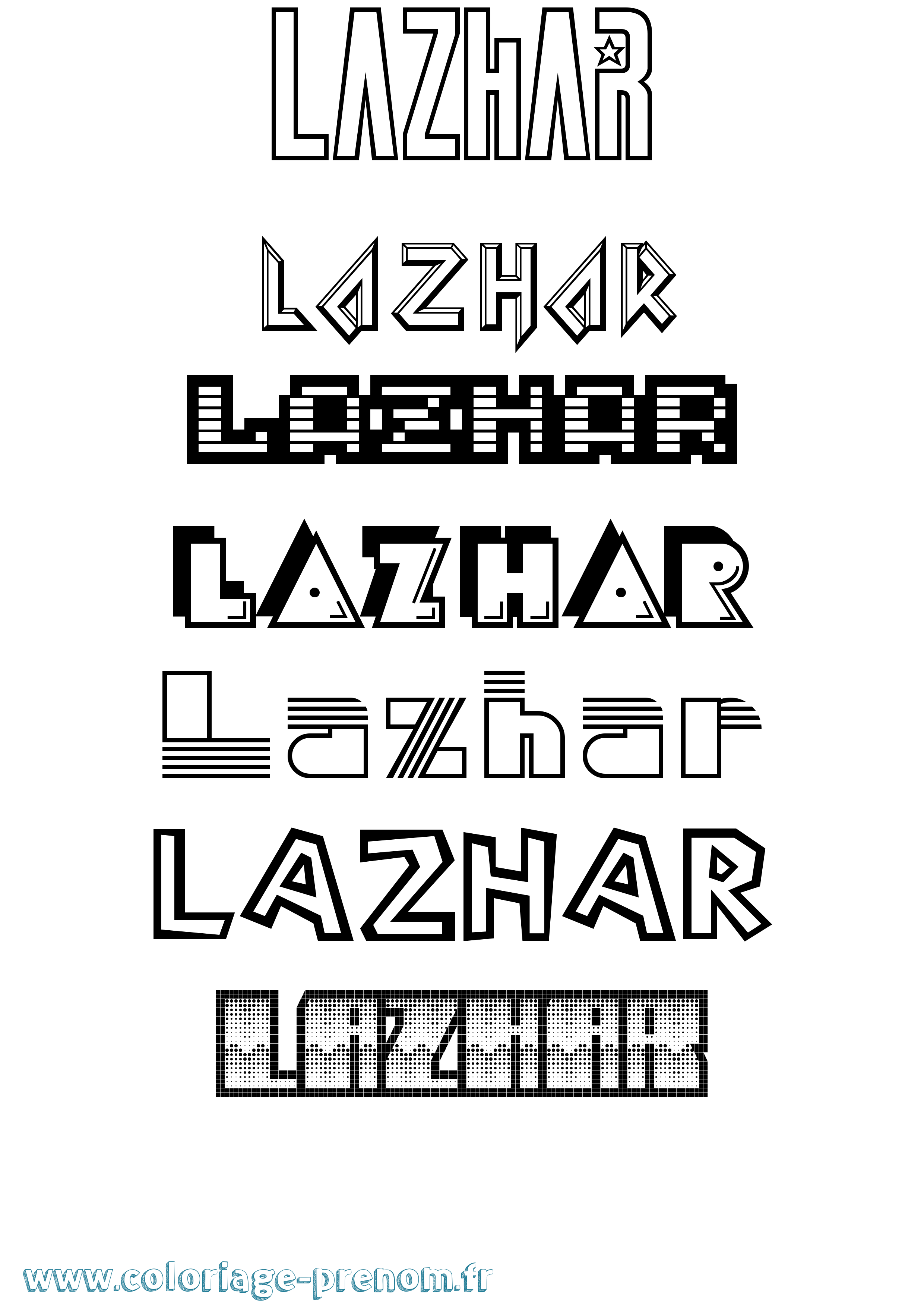 Coloriage Lazhar Jeux Vidéos Coloriage prénom Lazhar Jeux Vidéos
