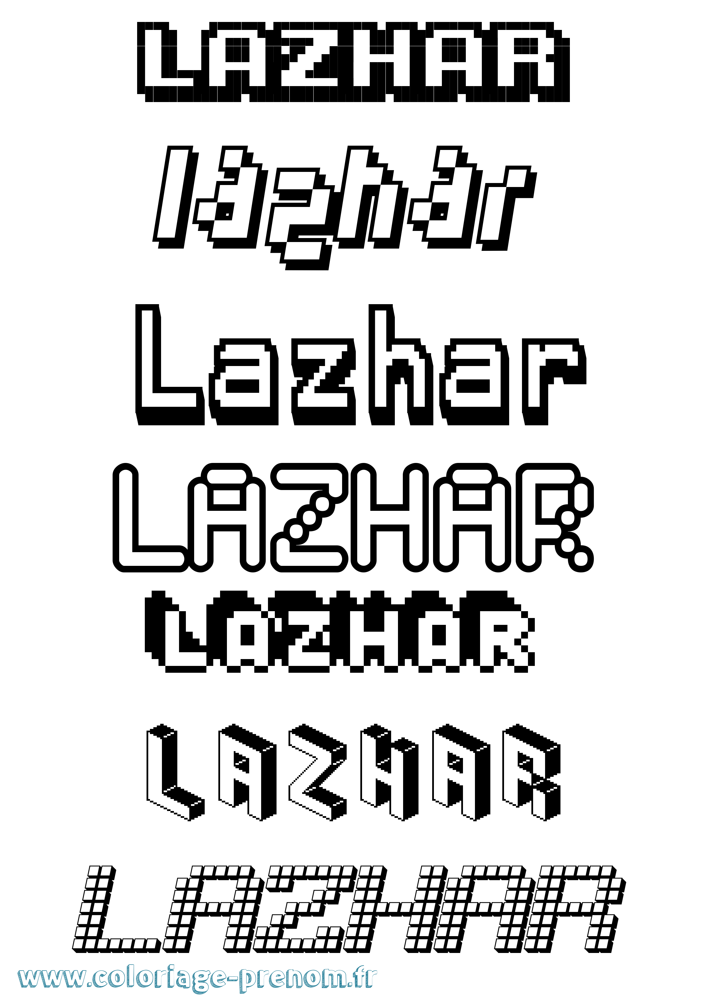 Coloriage Lazhar Pixel Coloriage prénom Lazhar Pixel