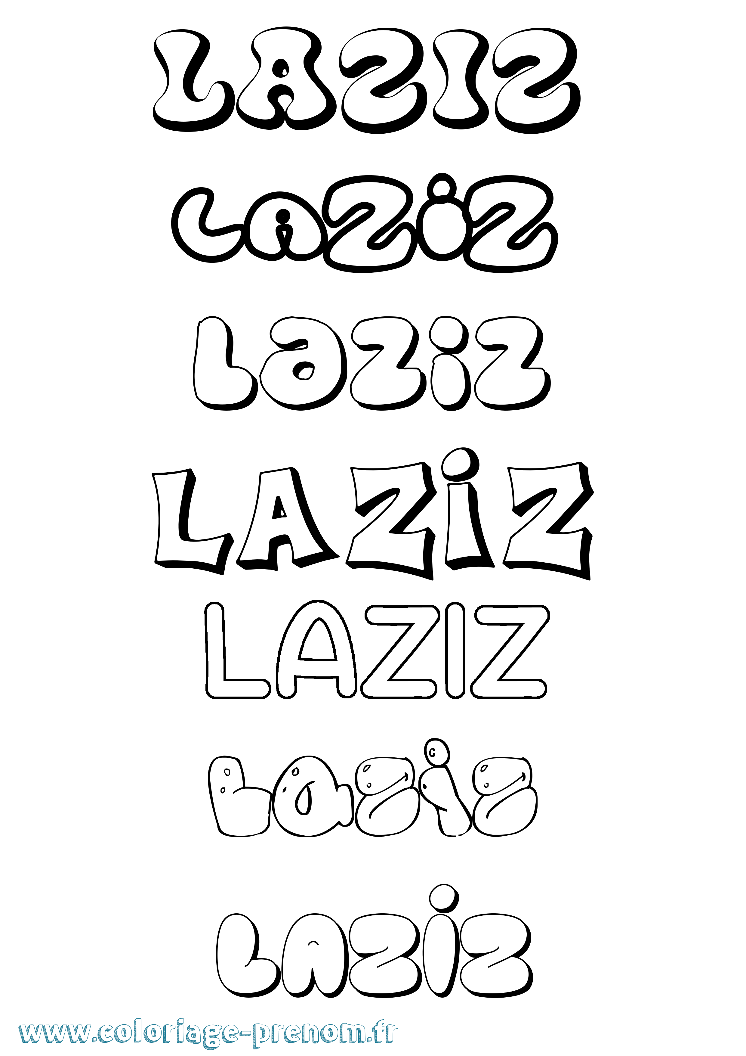 Coloriage Laziz Bubble Coloriage prénom Laziz Bubble