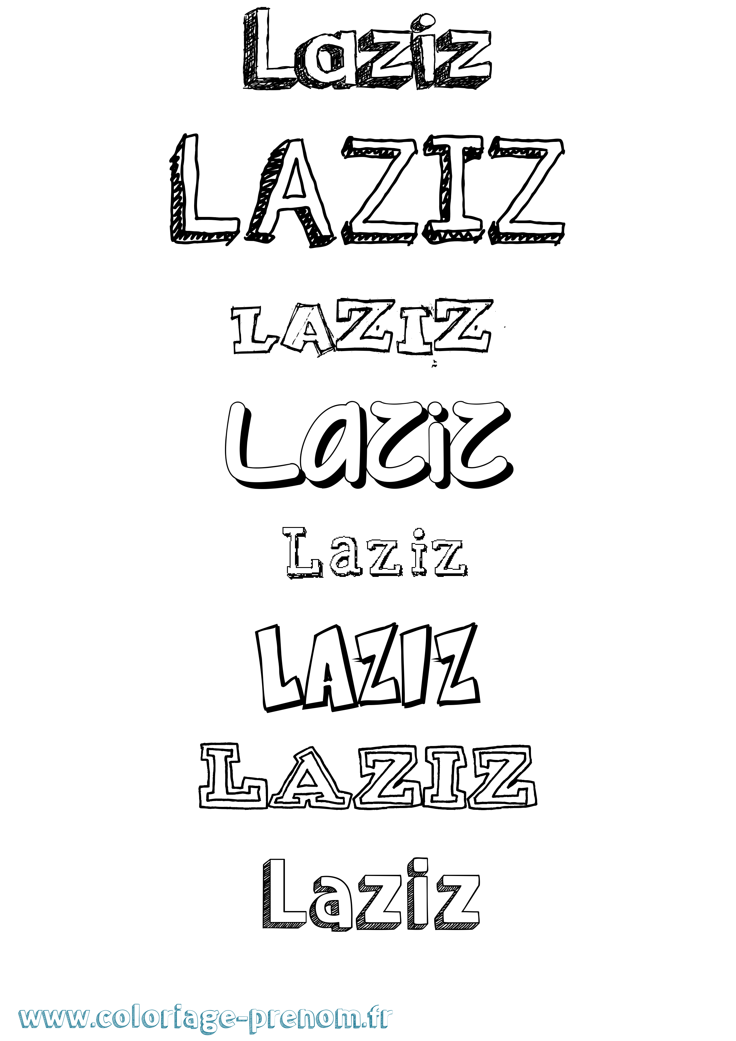 Coloriage Laziz Dessiné Coloriage prénom Laziz Dessiné