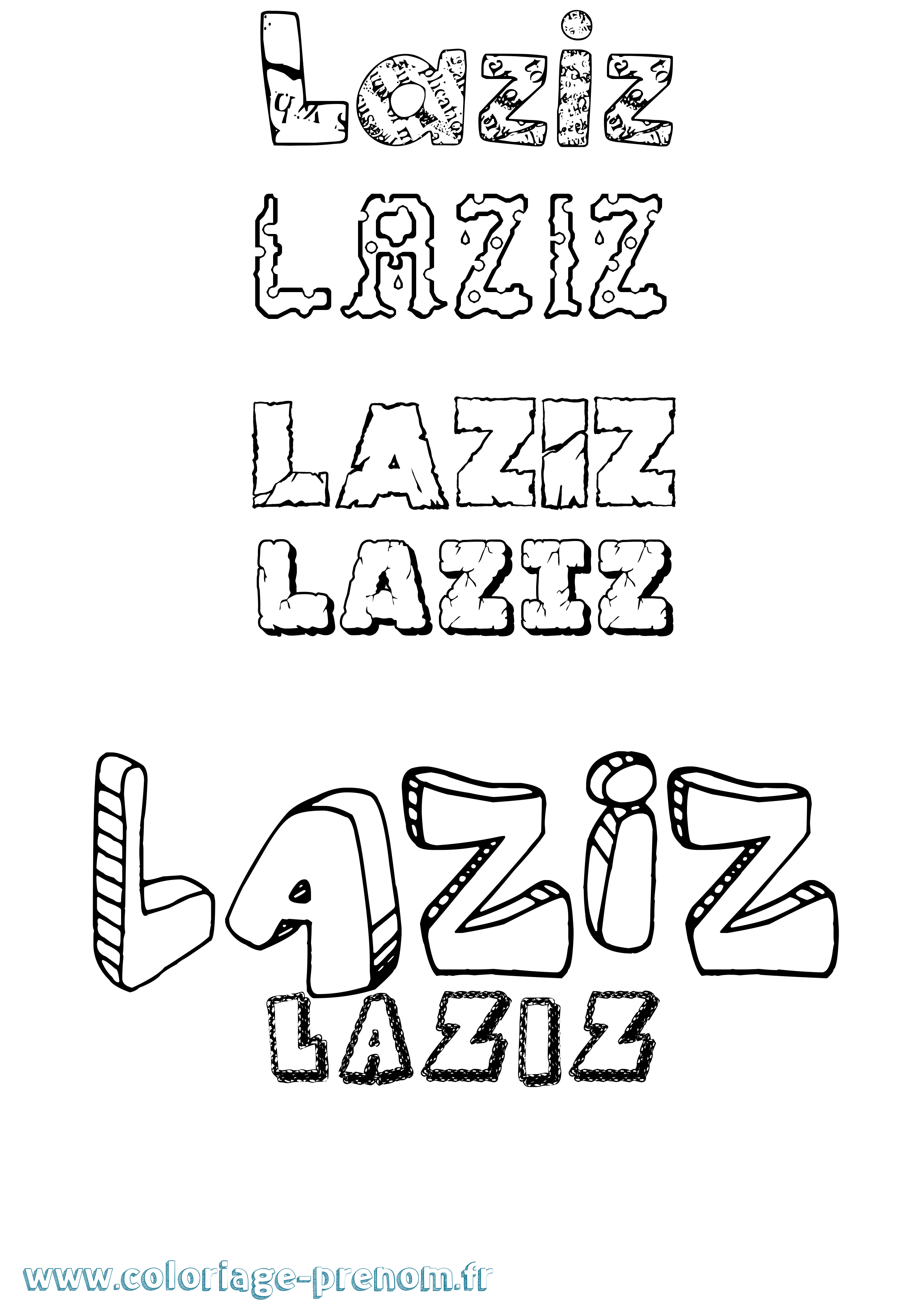 Coloriage Laziz Destructuré Coloriage prénom Laziz Destructuré