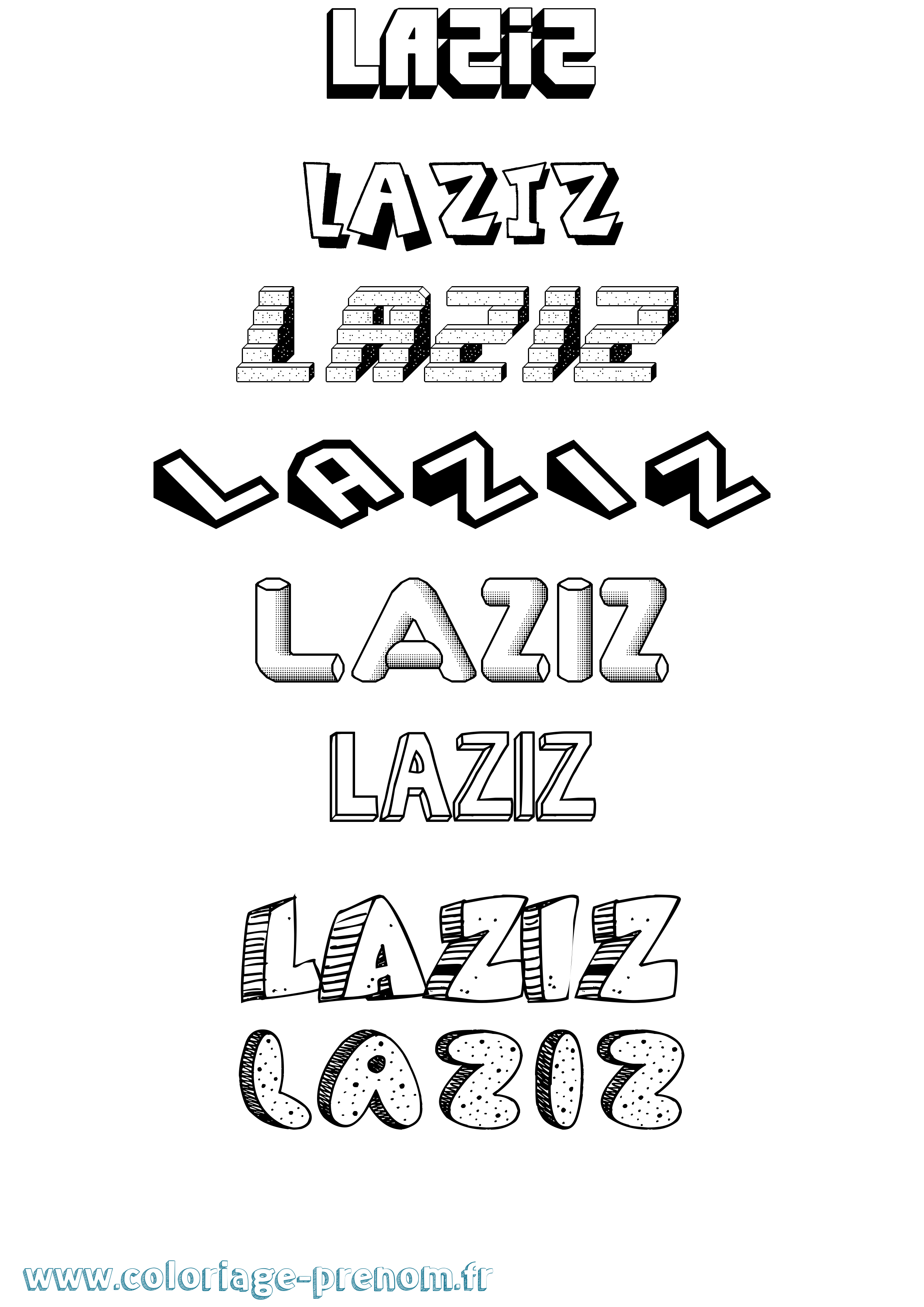 Coloriage Laziz Effet 3D Coloriage prénom Laziz Effet 3D