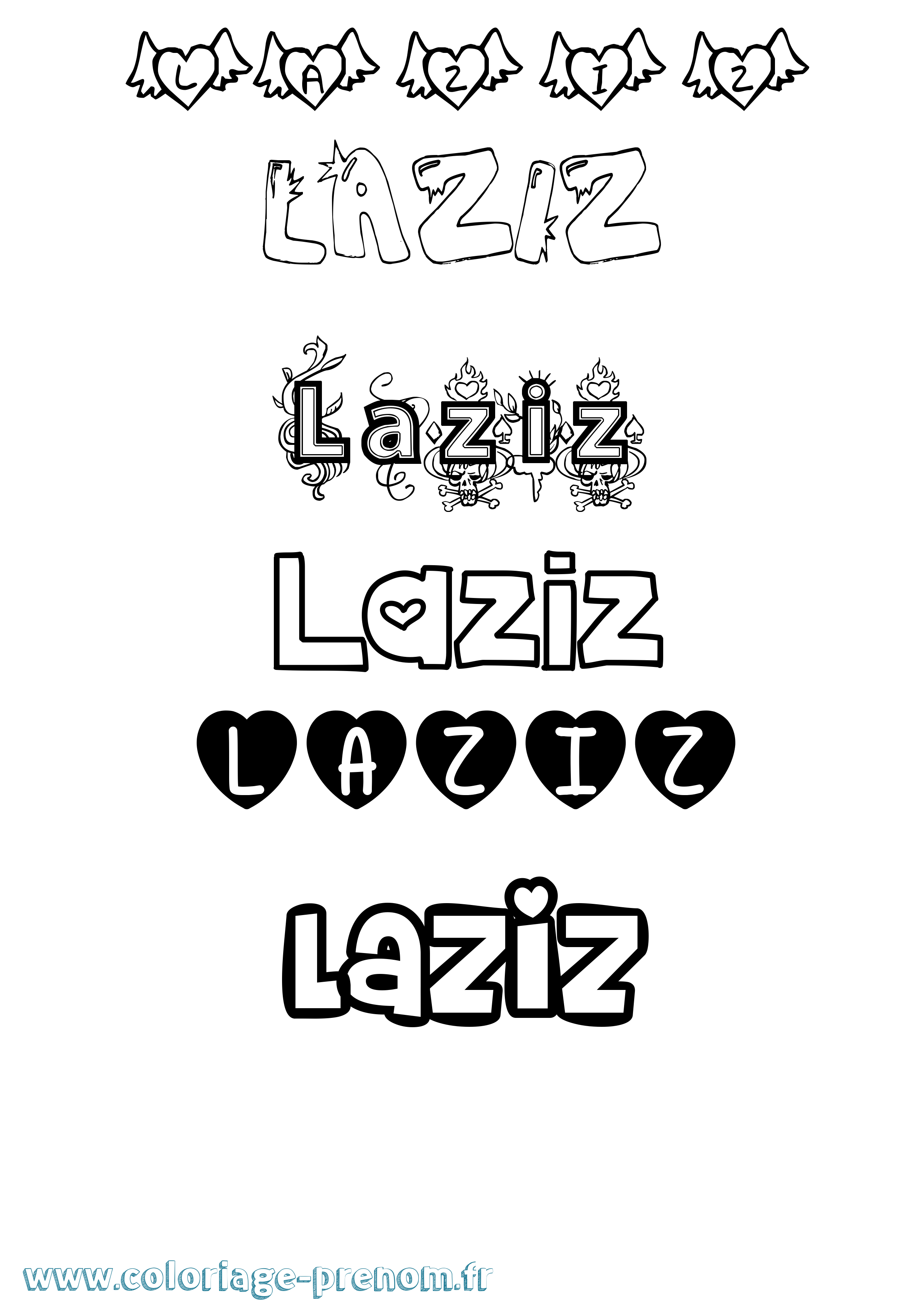Coloriage Laziz Girly Coloriage prénom Laziz Girly