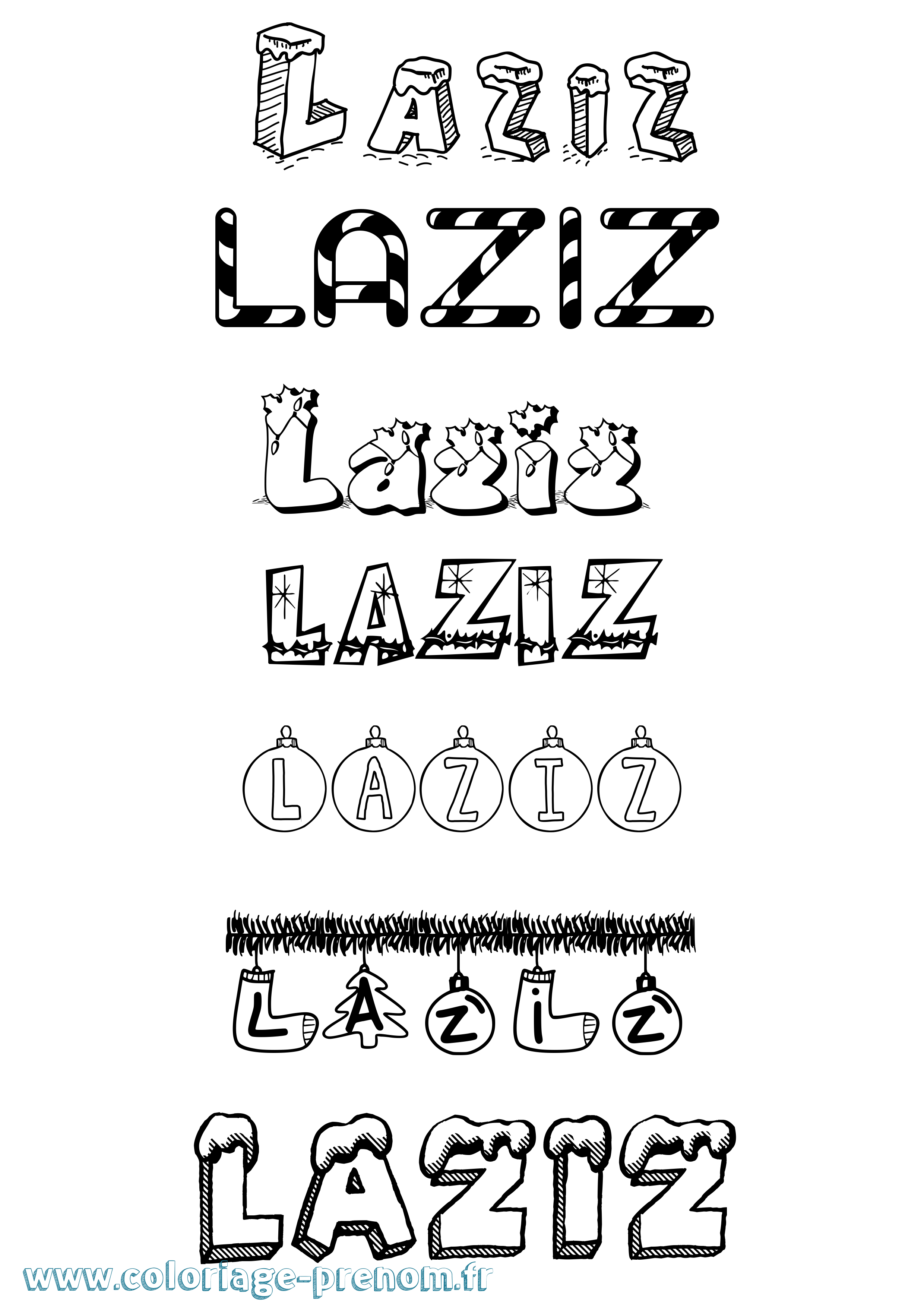 Coloriage Laziz Noël Coloriage prénom Laziz Noël