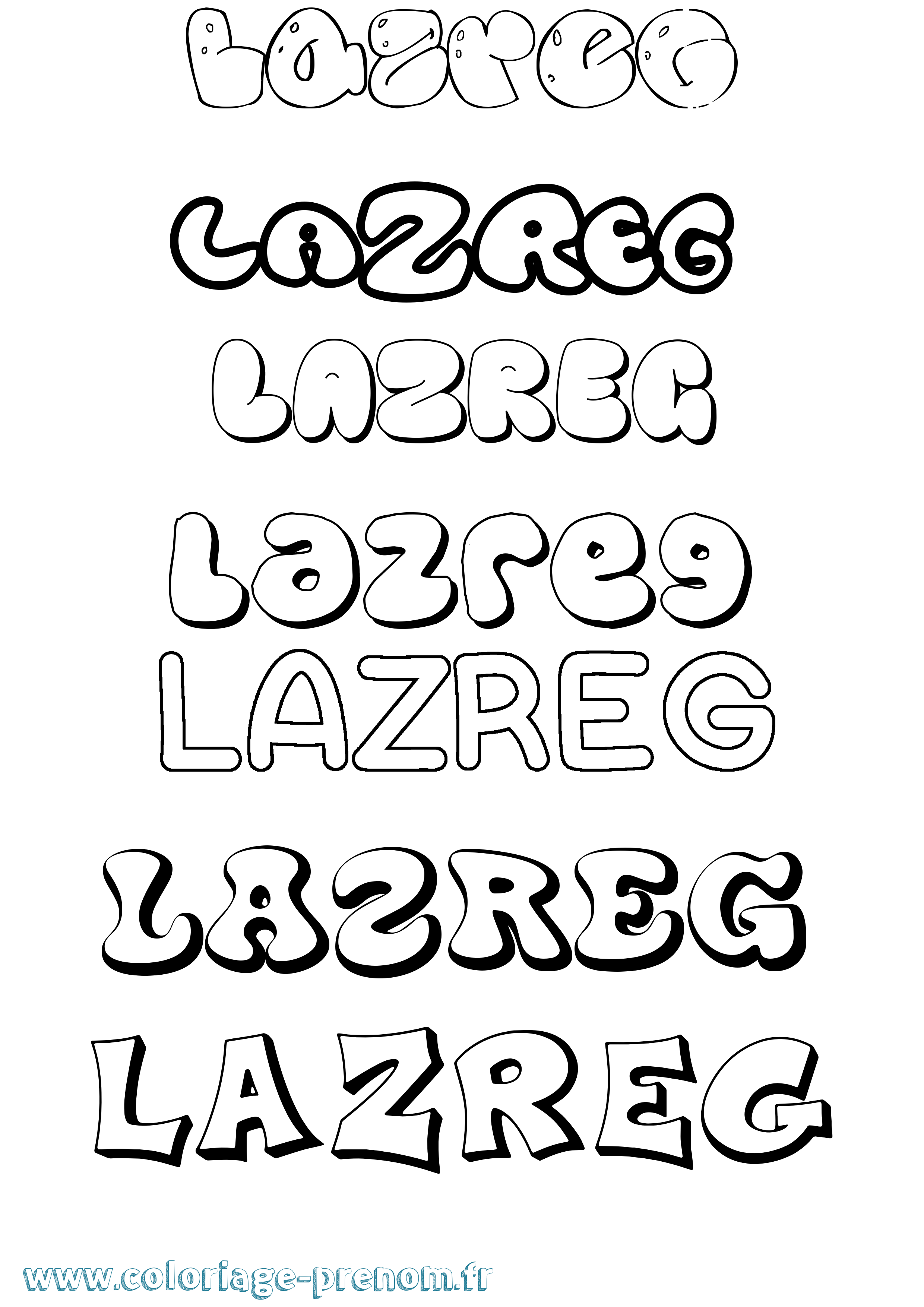 Coloriage Lazreg Bubble Coloriage prénom Lazreg Bubble