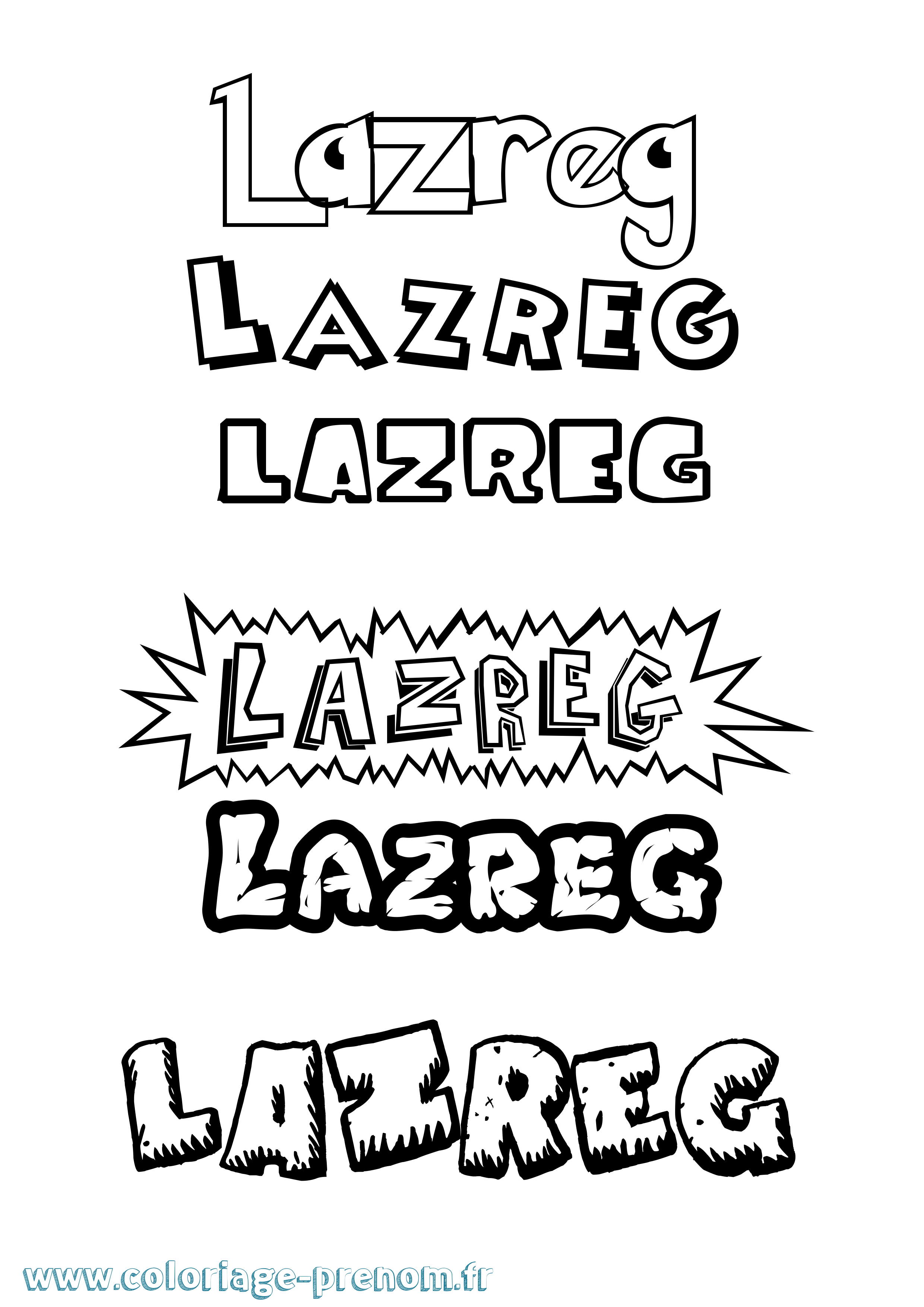 Coloriage Lazreg Dessin Animé Coloriage prénom Lazreg Dessin Animé