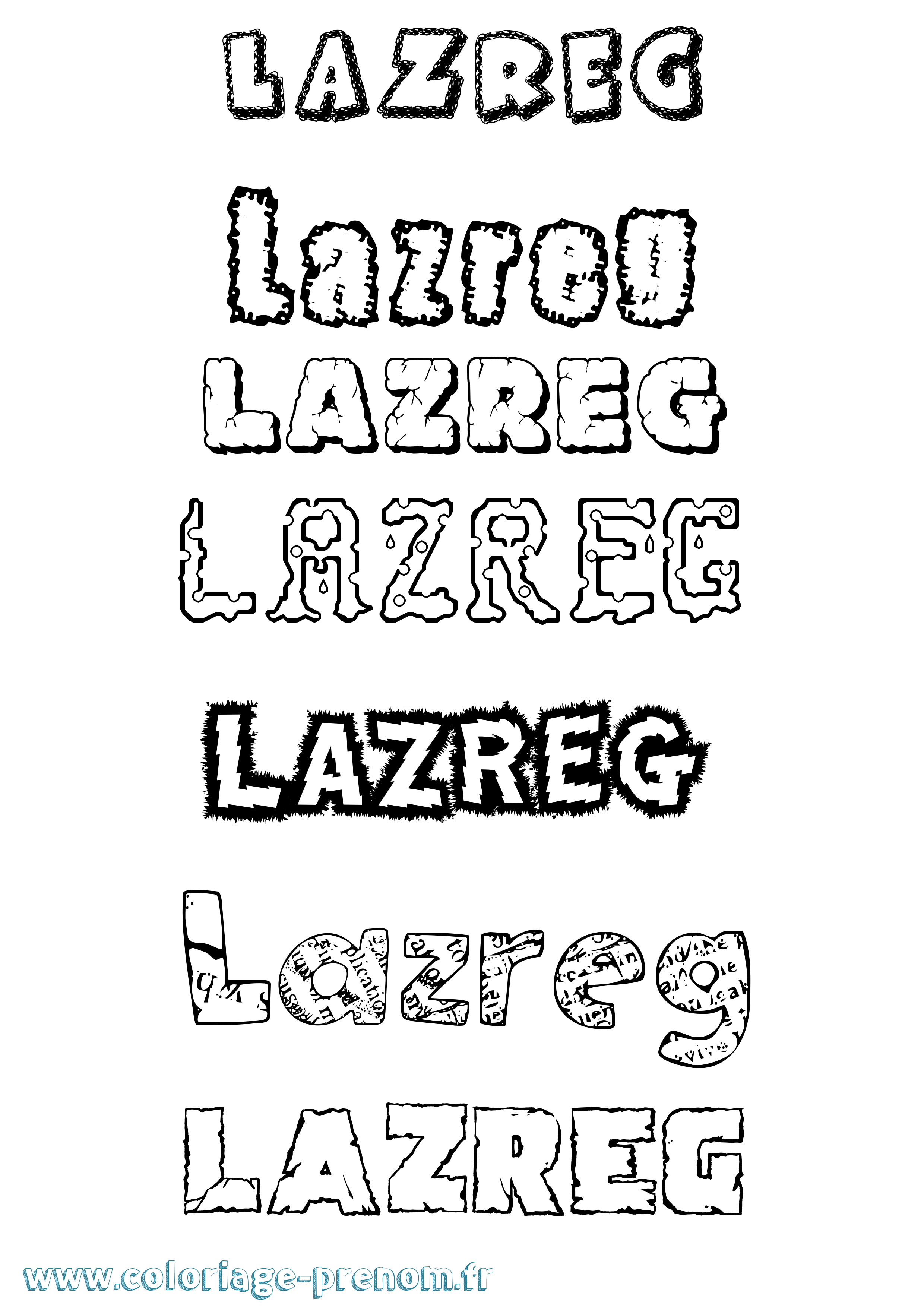 Coloriage Lazreg Destructuré Coloriage prénom Lazreg Destructuré
